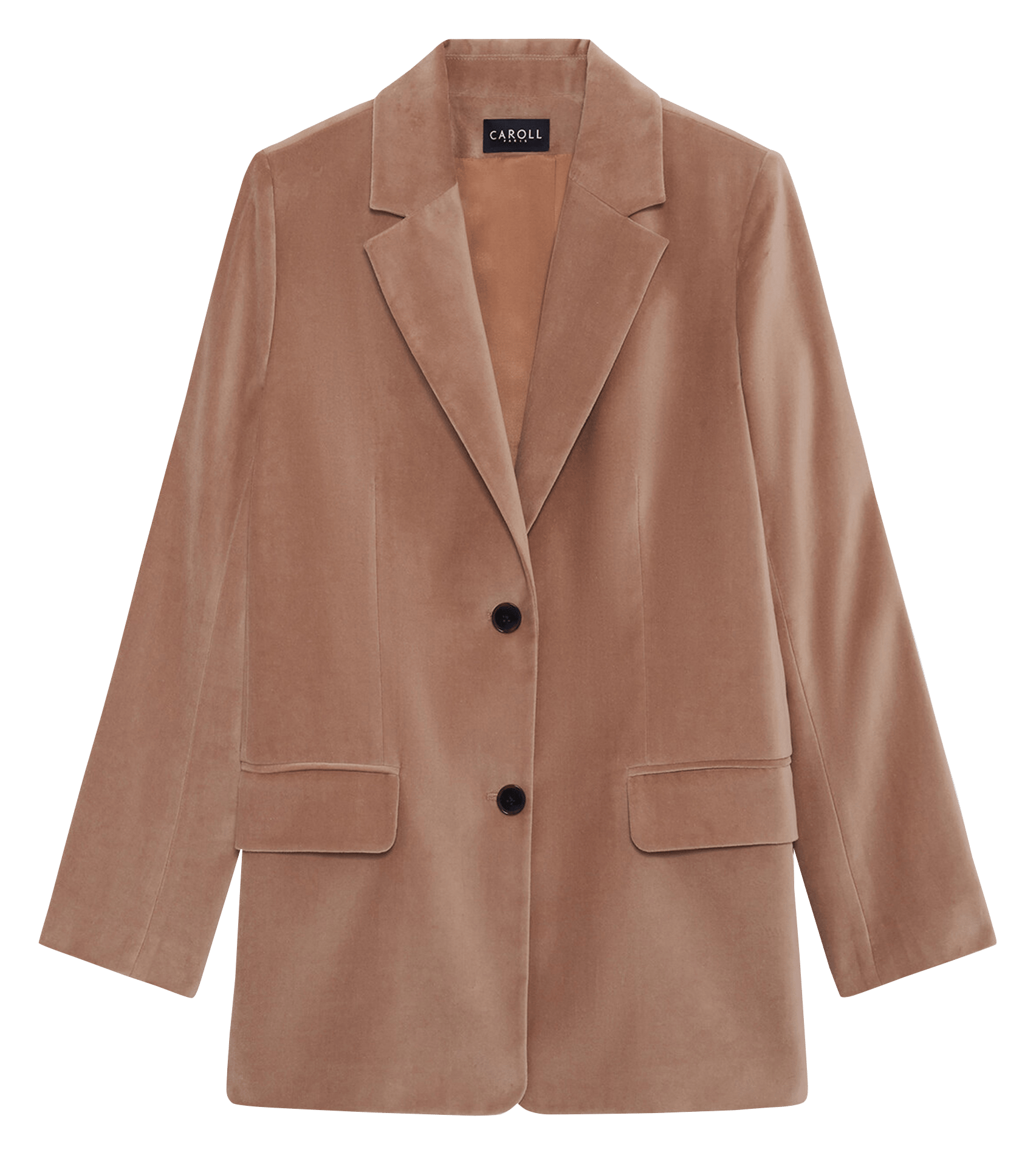 Loose-fit solid color cotton blazer CAROLL Brown