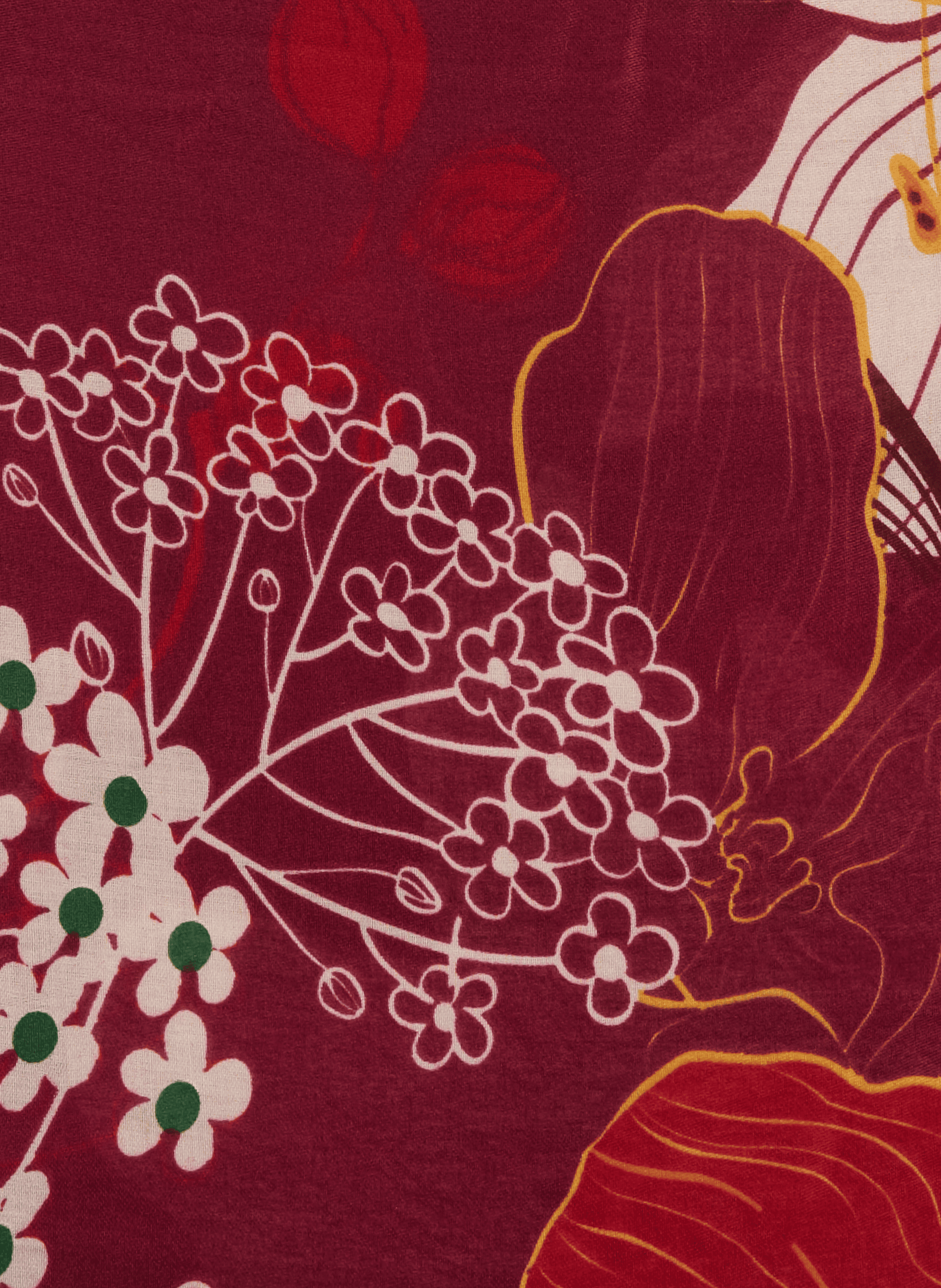 Floral pattern scarf with fringes AU PRINTEMPS PARIS Red
