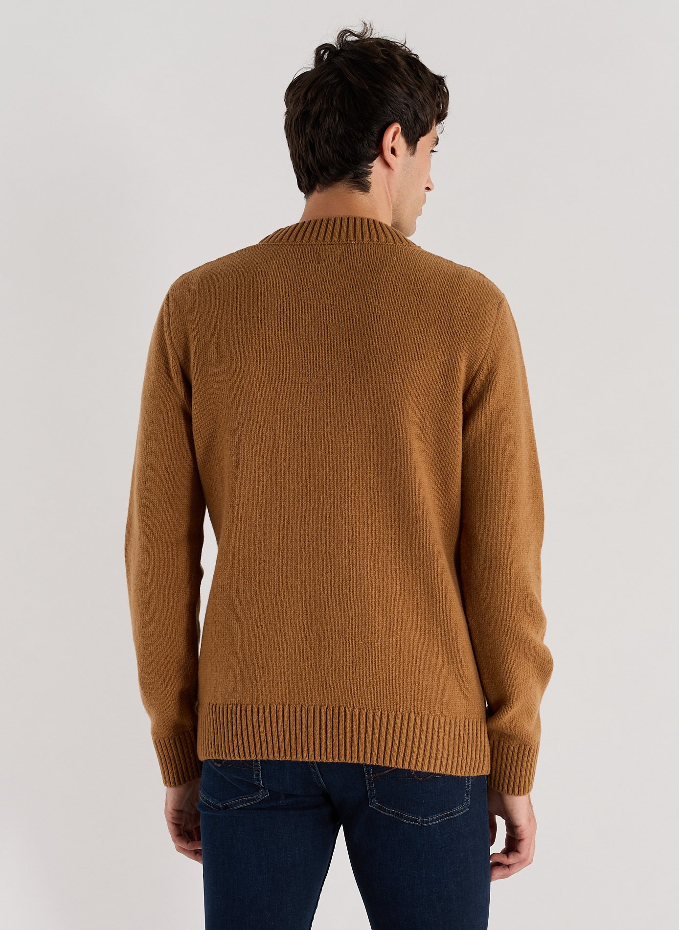 Pull efil côtelé à col rond en laine mélangée efil-o AU PRINTEMPS PARIS Marron
