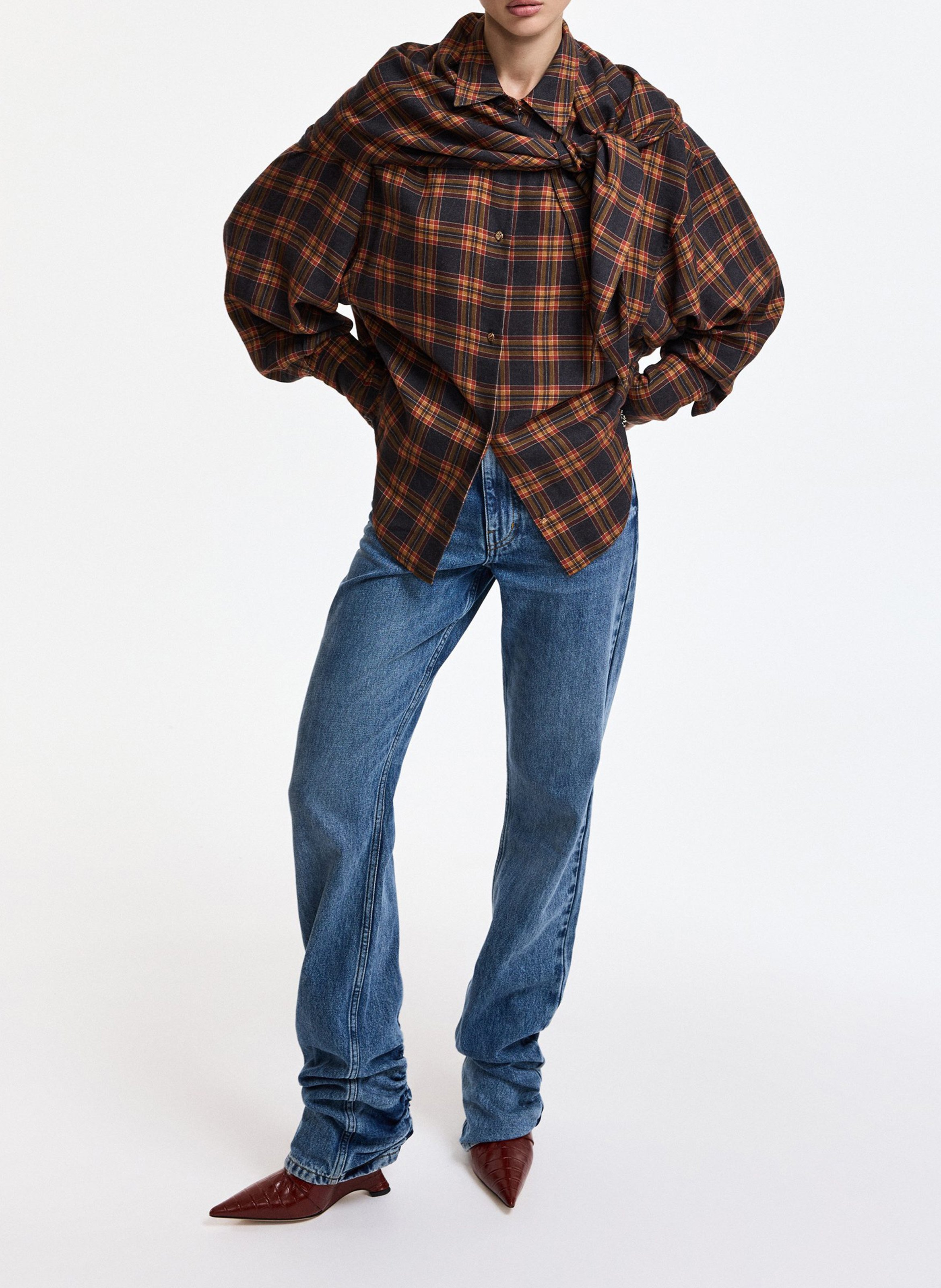 Straight-cut cotton-blend shirt with classic collar ESSENTIEL ANTWERP Orange