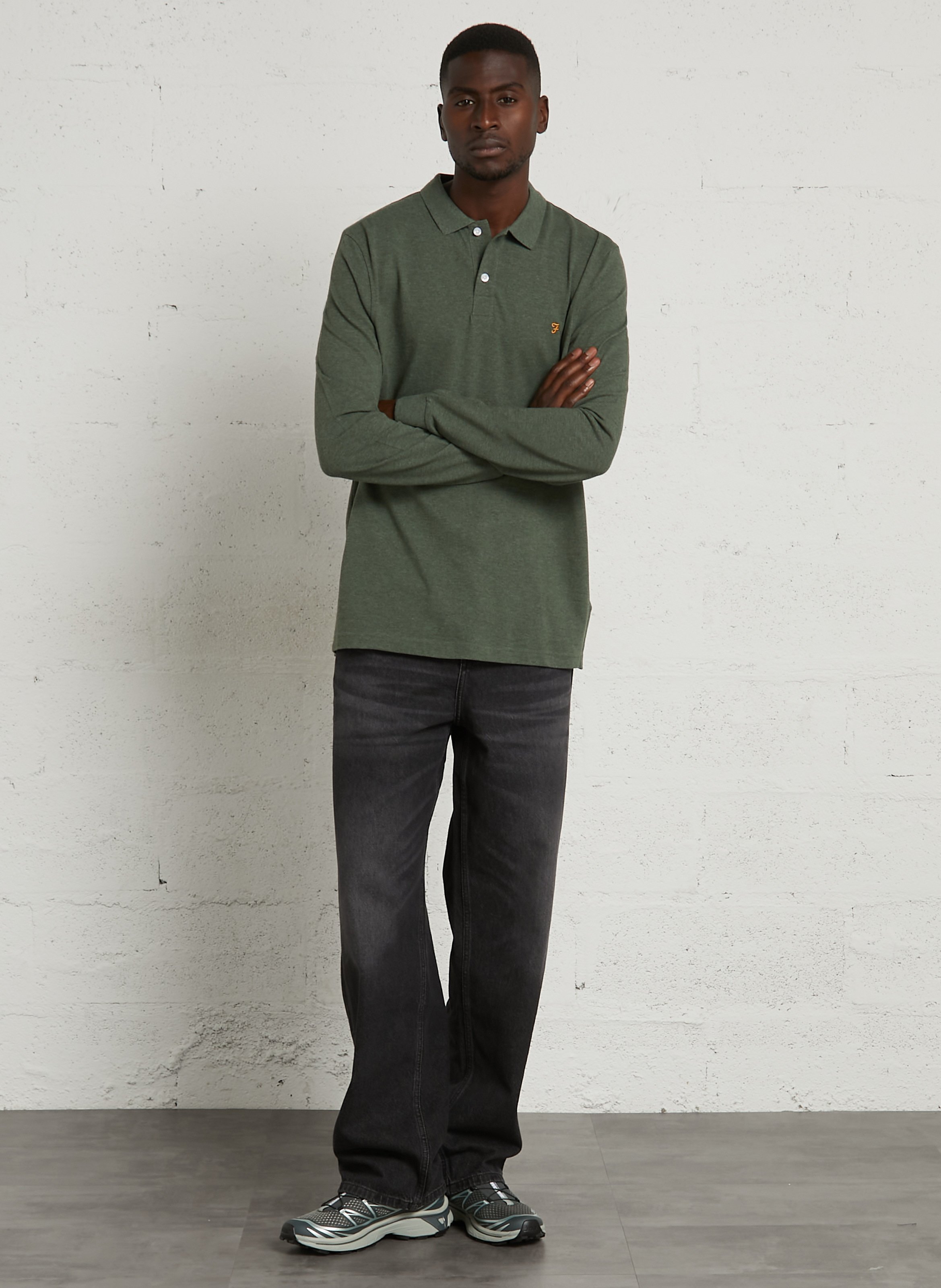 Polo manches longues en coton  FARAH Vert
