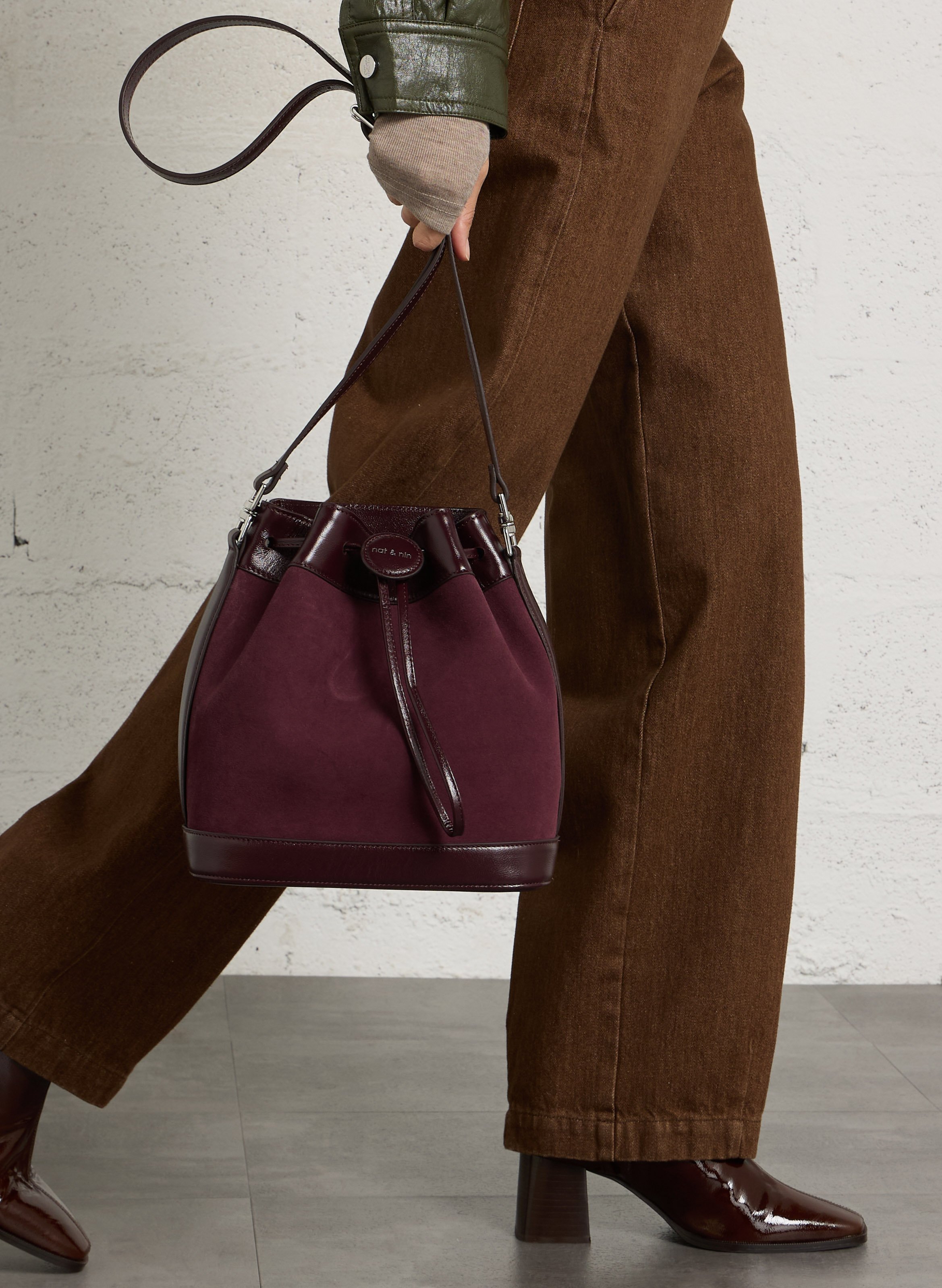 Buideltas van leer NAT & NIN Violet