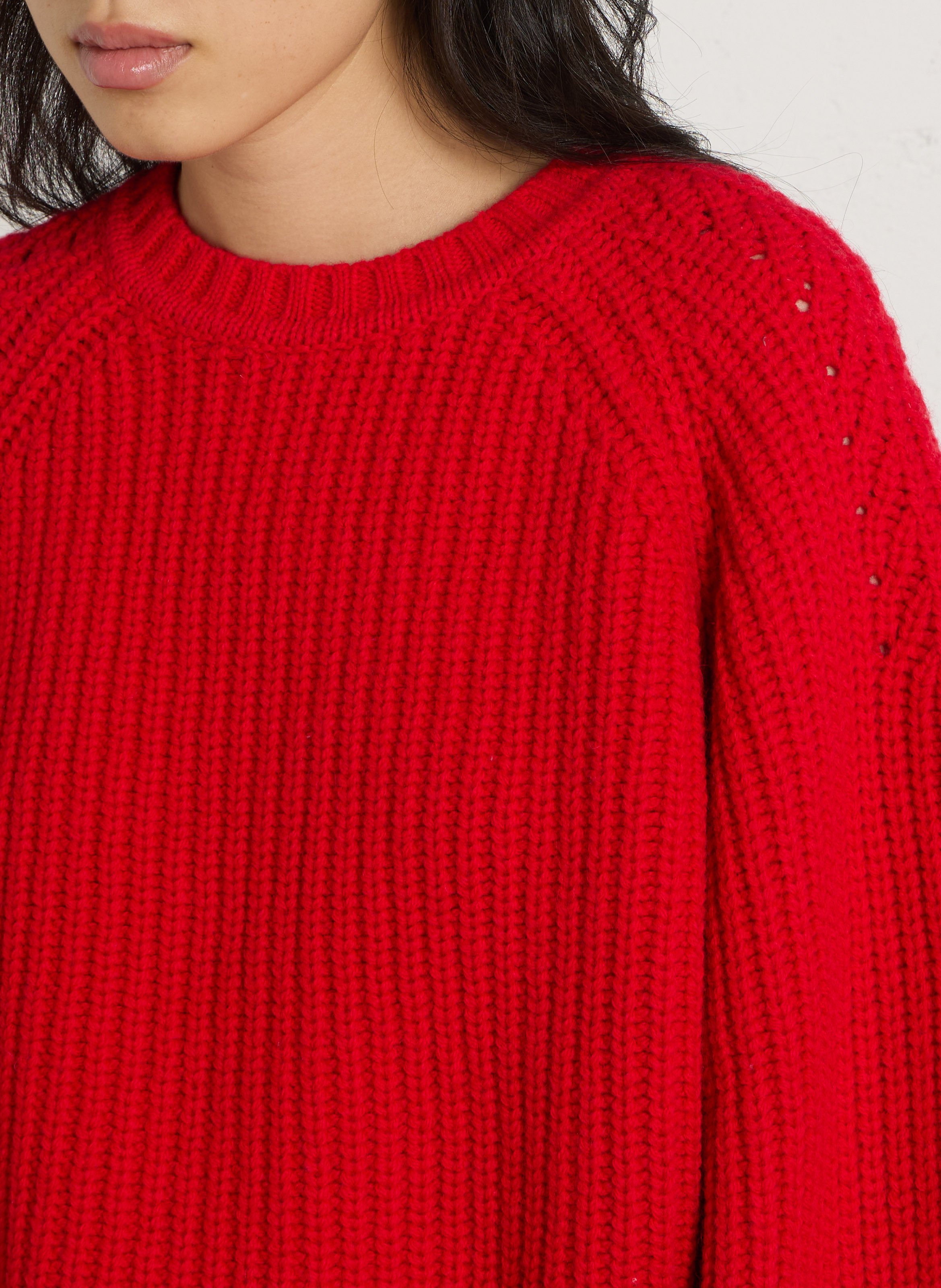 Pull col rond en laine BERENICE Rouge