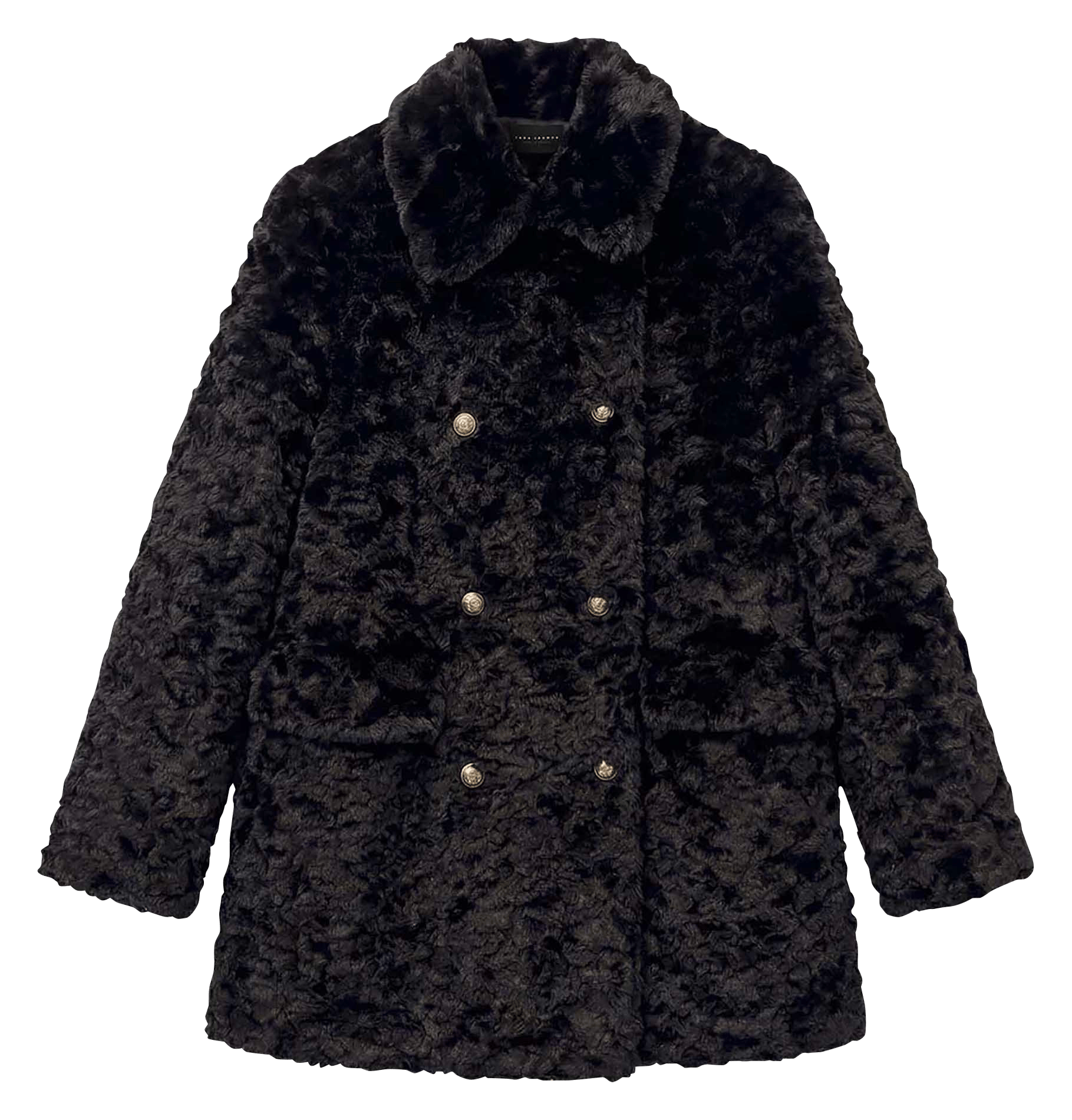 Manteau ample boutonné effet fourrure TARA JARMON Noir