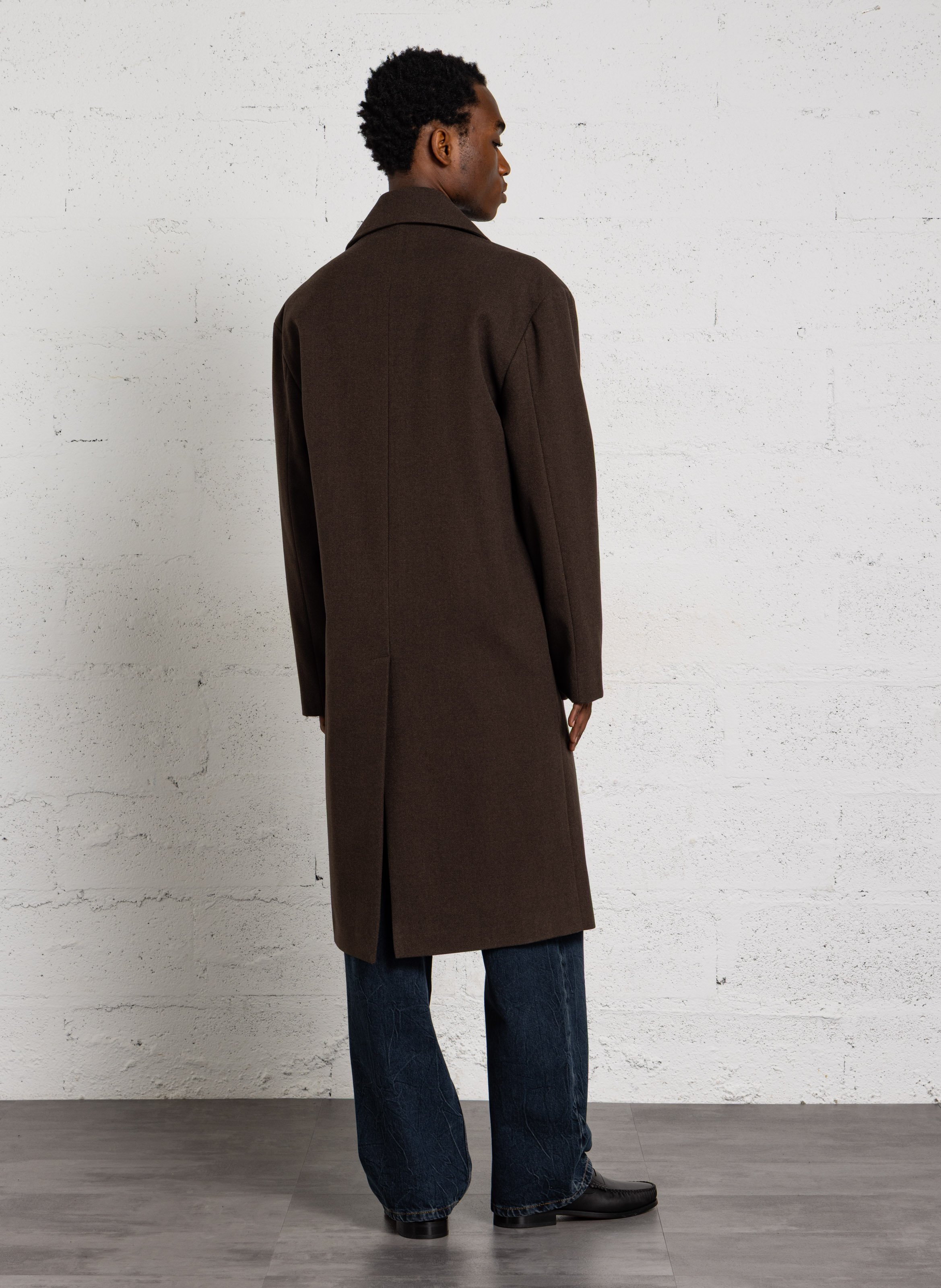 Manteau long col tailleur à double-boutonnage IMPERIAL Marron