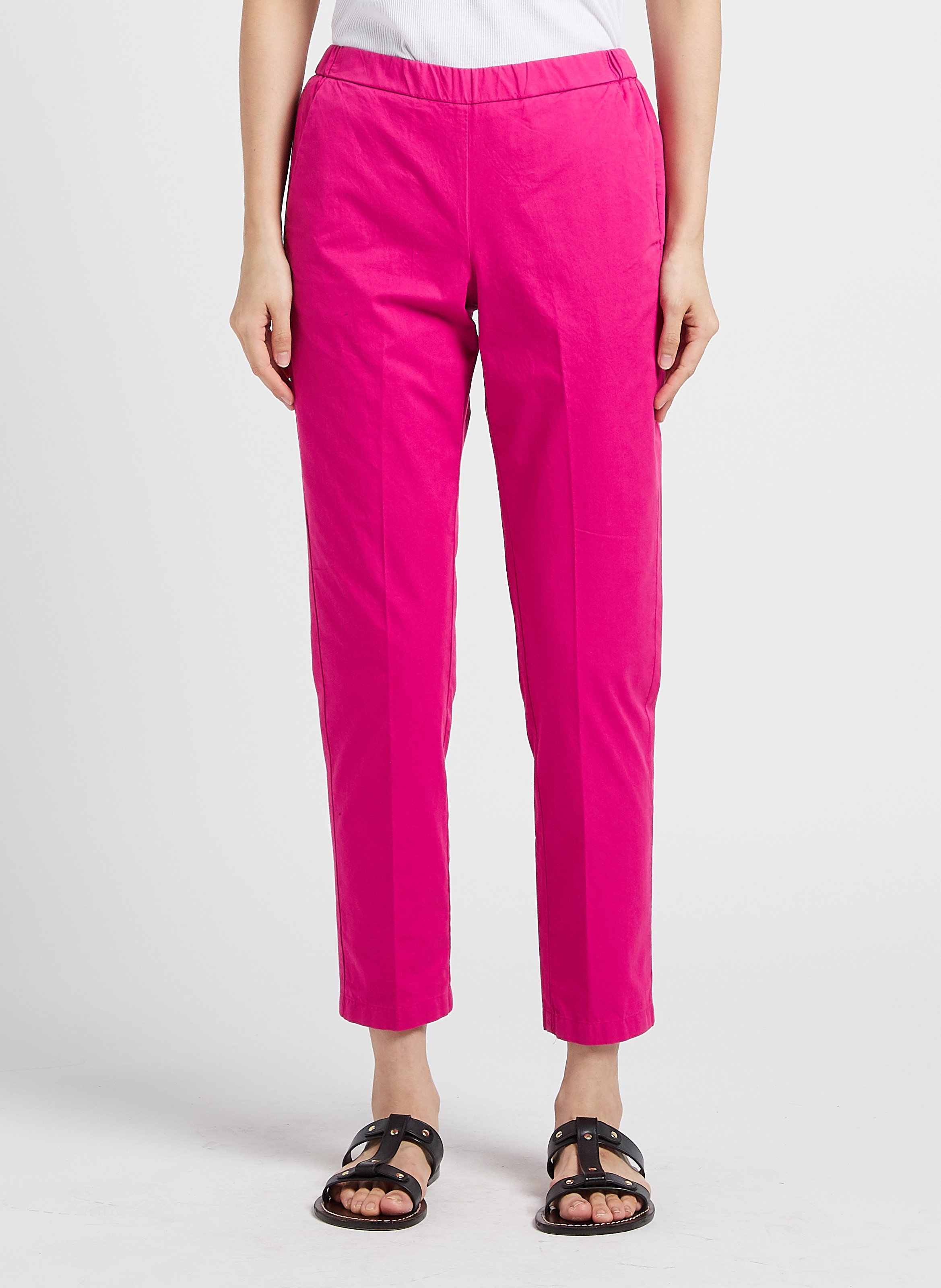 Pantalon droit en gabardine de coton HARTFORD Rose