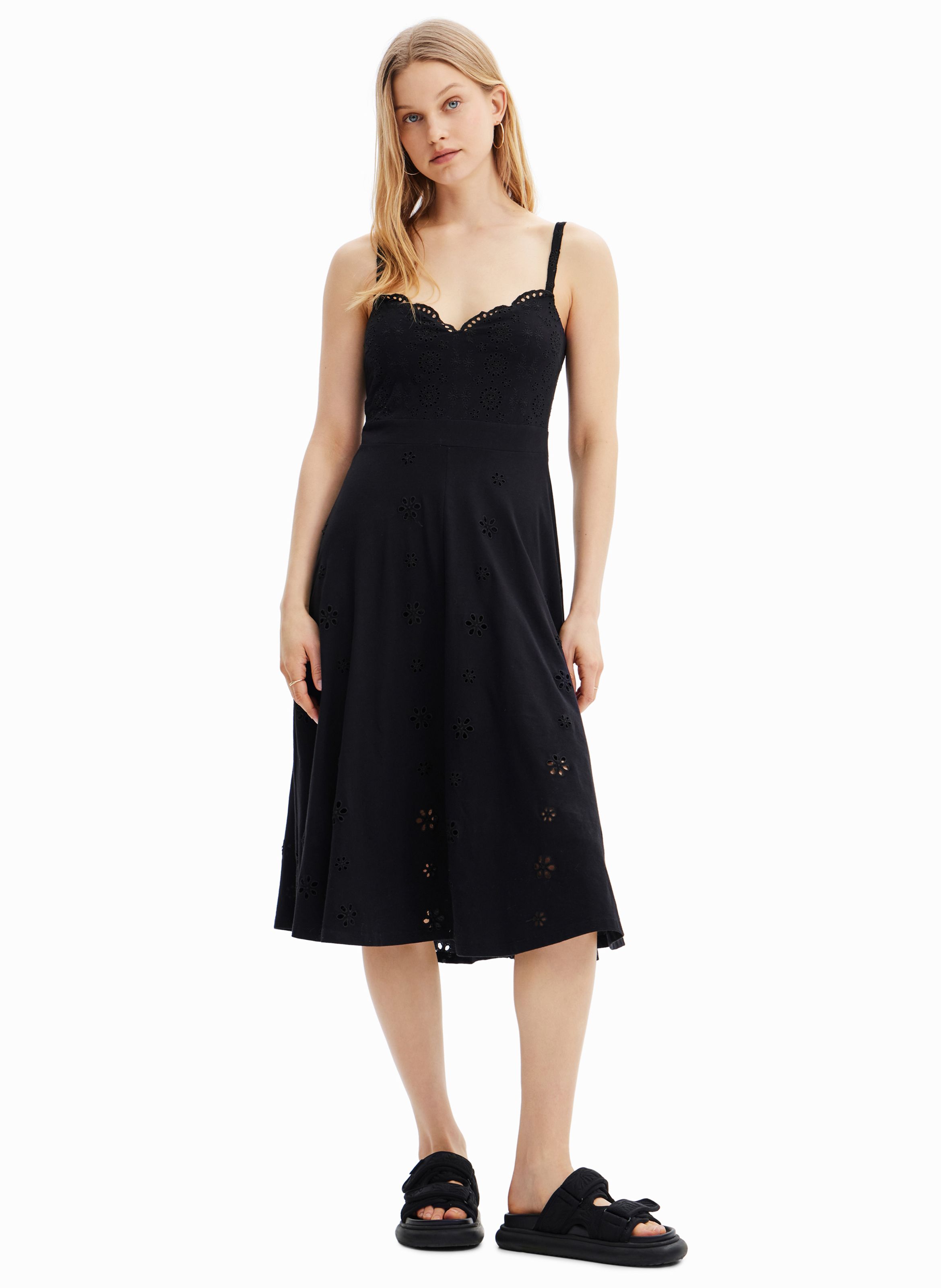 Black lace outlet midi skater dress