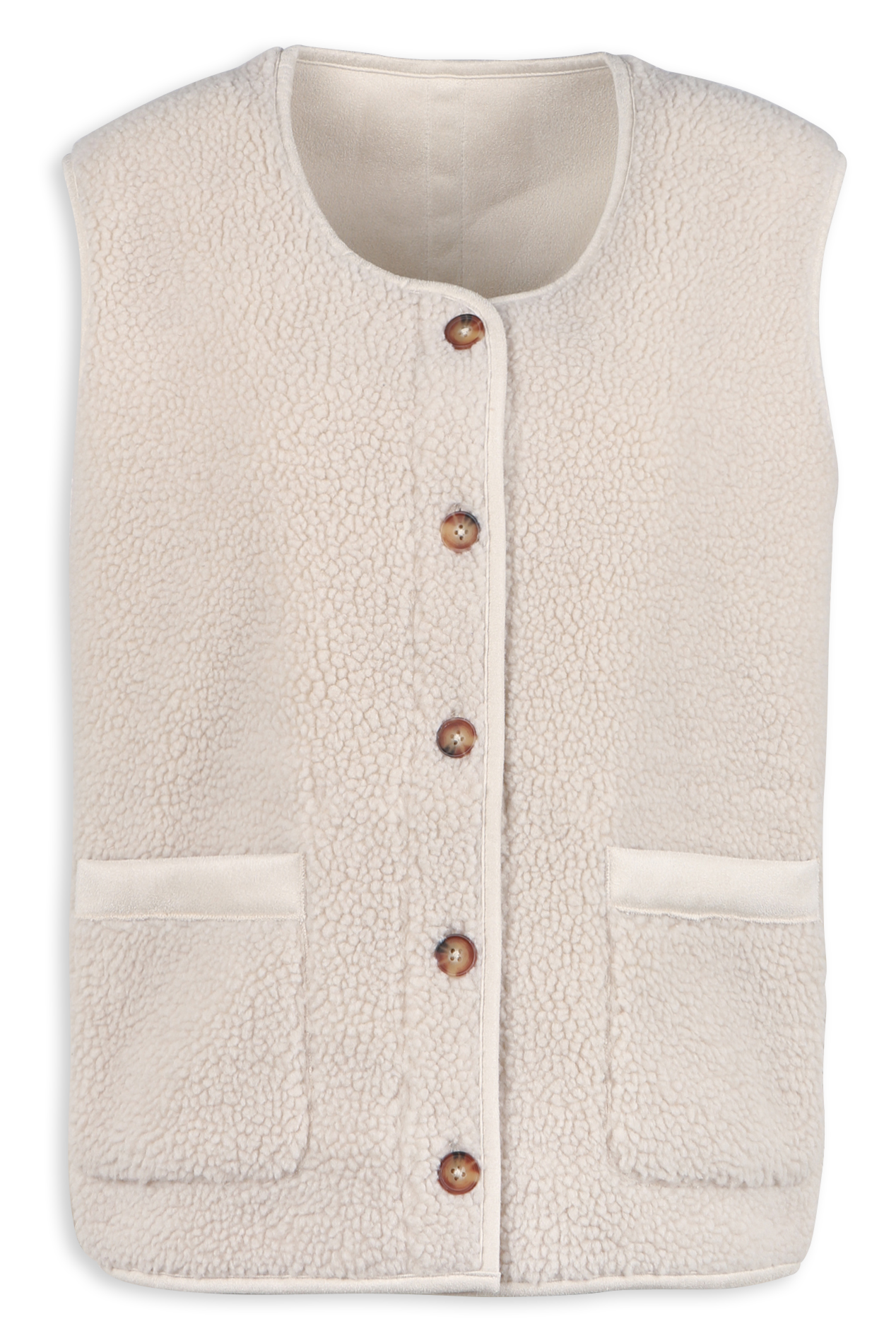 Omkeerbaar jasje van sherpa met ronde hals LAB DIP