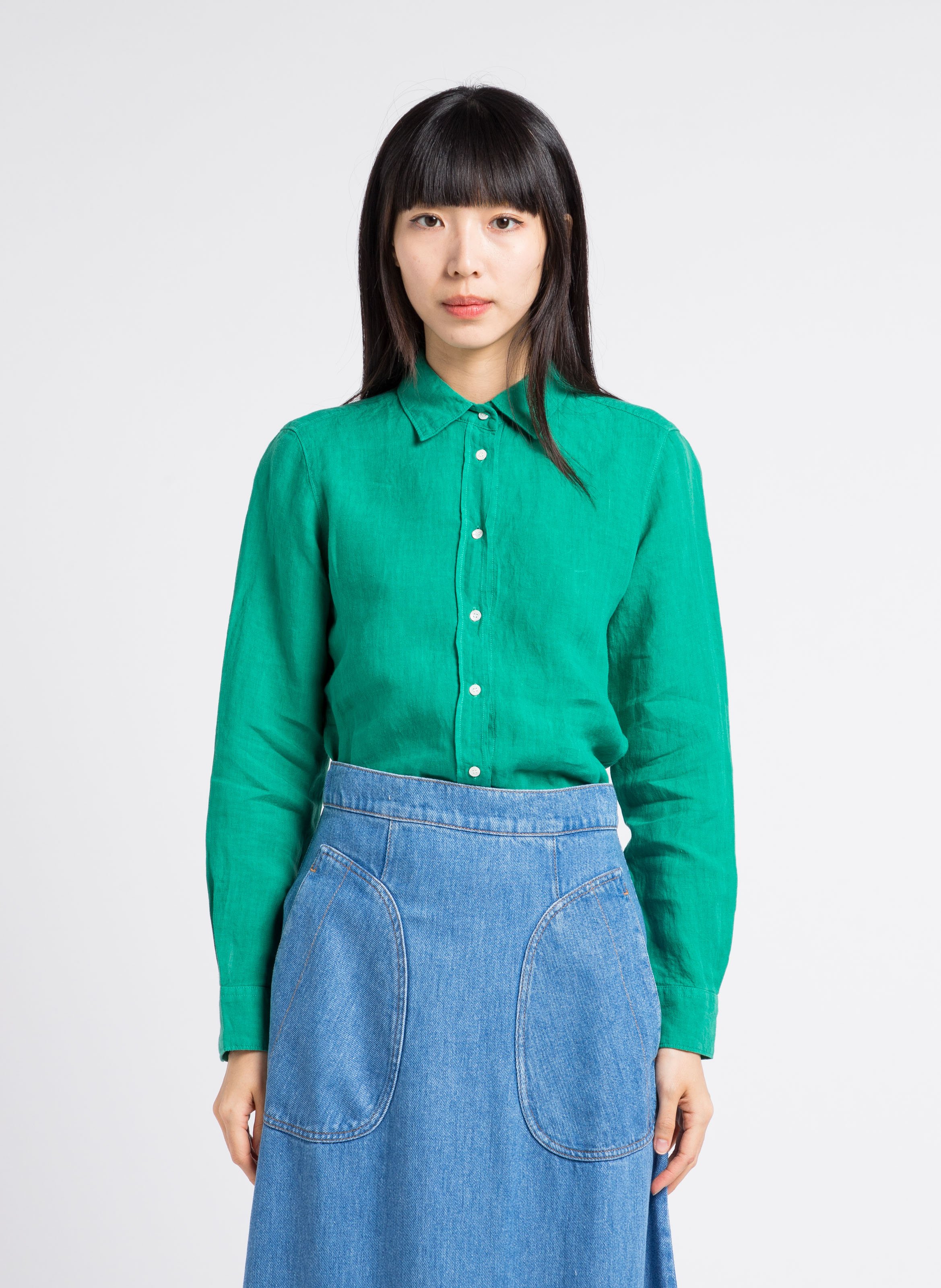 Chemise col classique en lin  HARTFORD Vert