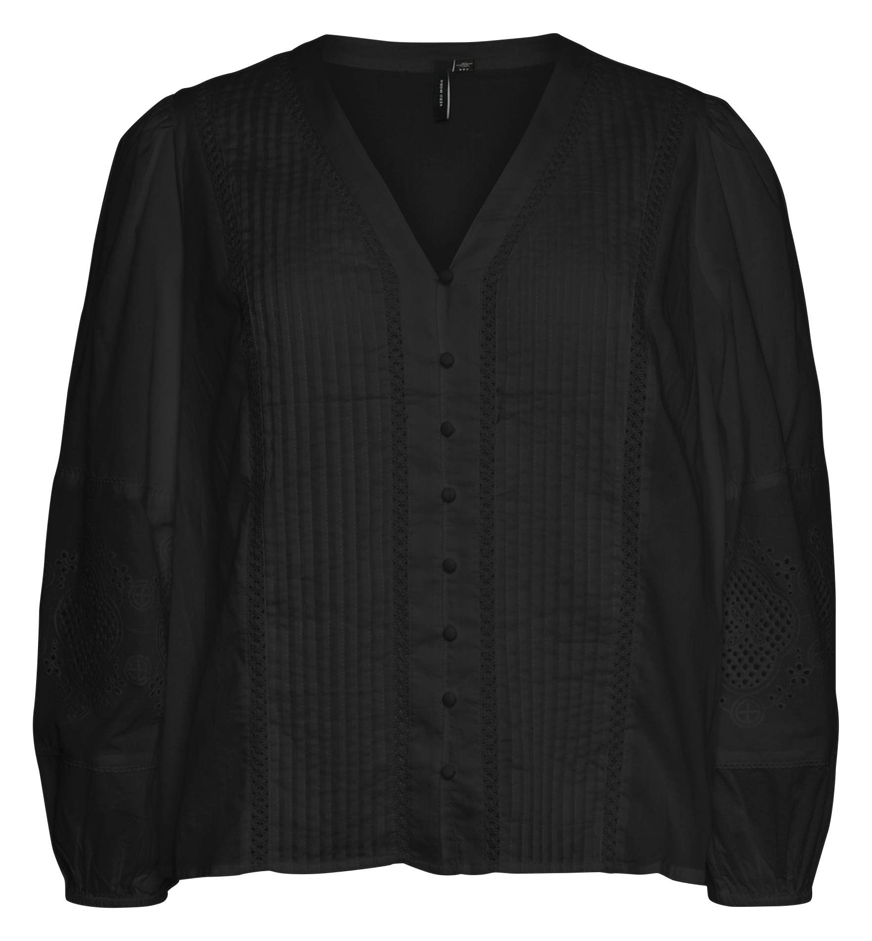 V-neck cotton shirt JAMILLA Black