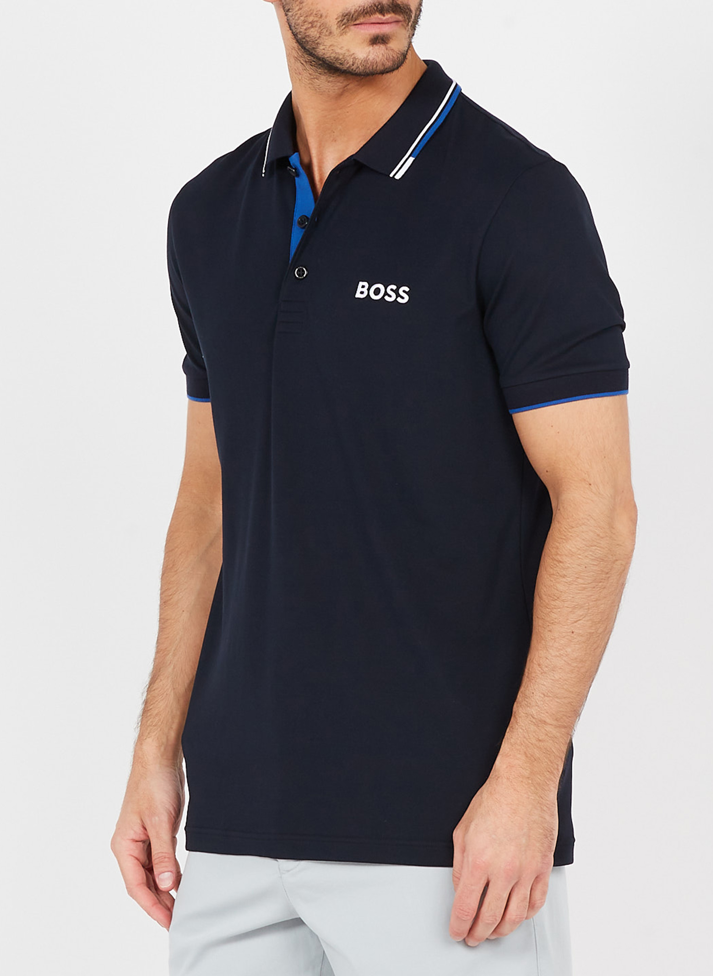 Cotton-blend polo shirt BOSS Blue