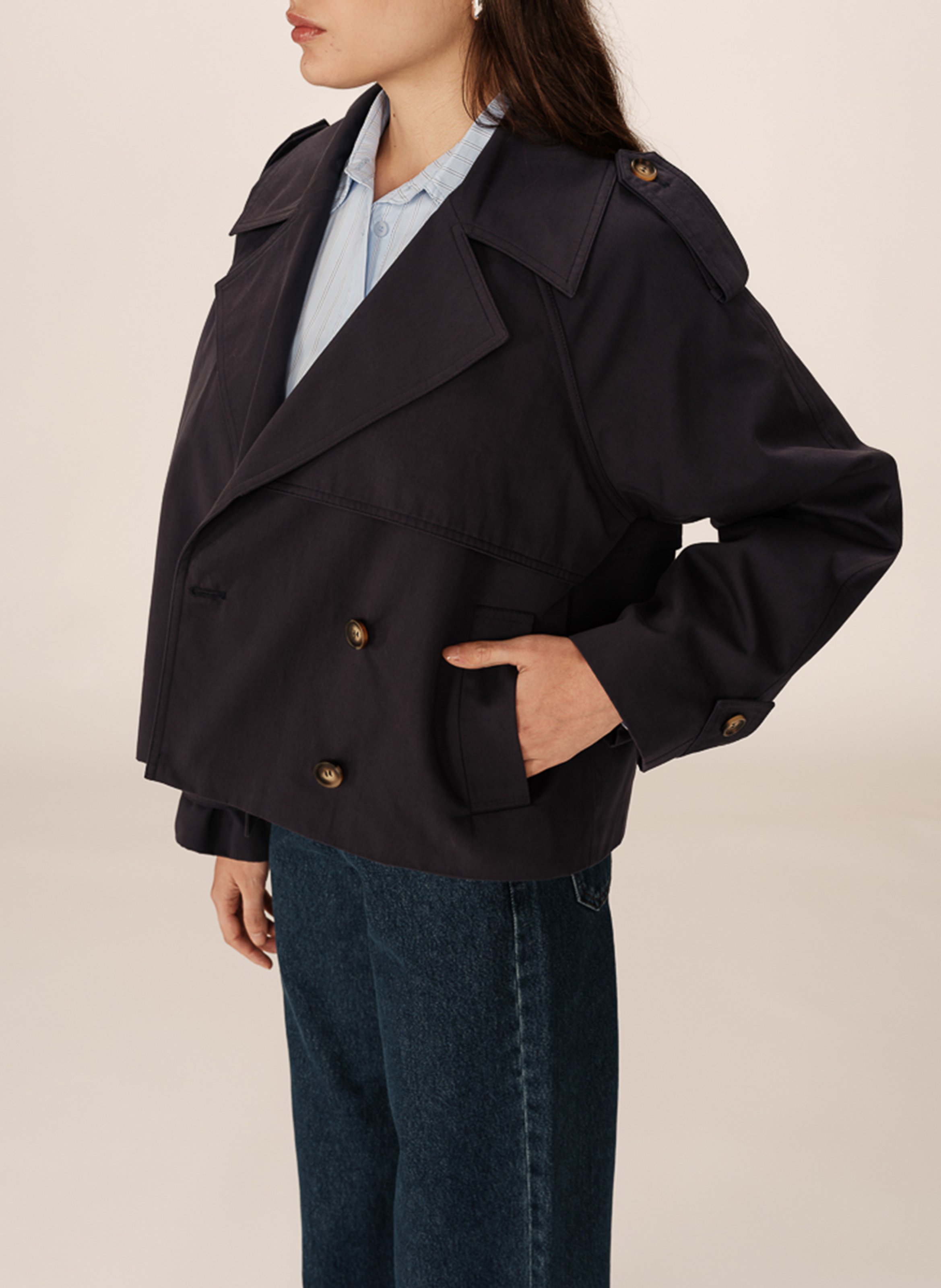 Oversized cotton trench coat GRACE ET MILA Blue