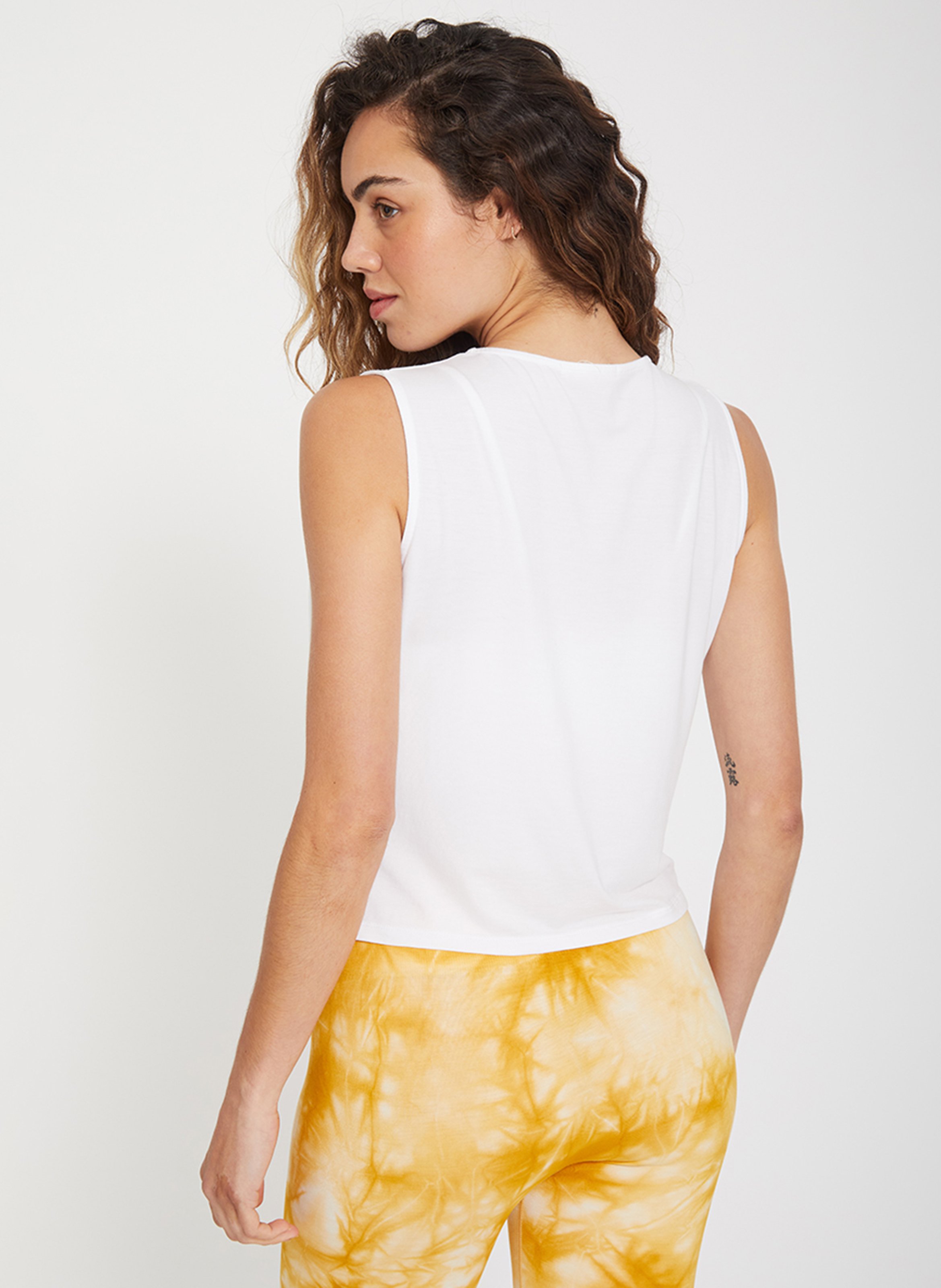 Débardeur de yoga droit en maille fine YOGA SEARCHER Blanc