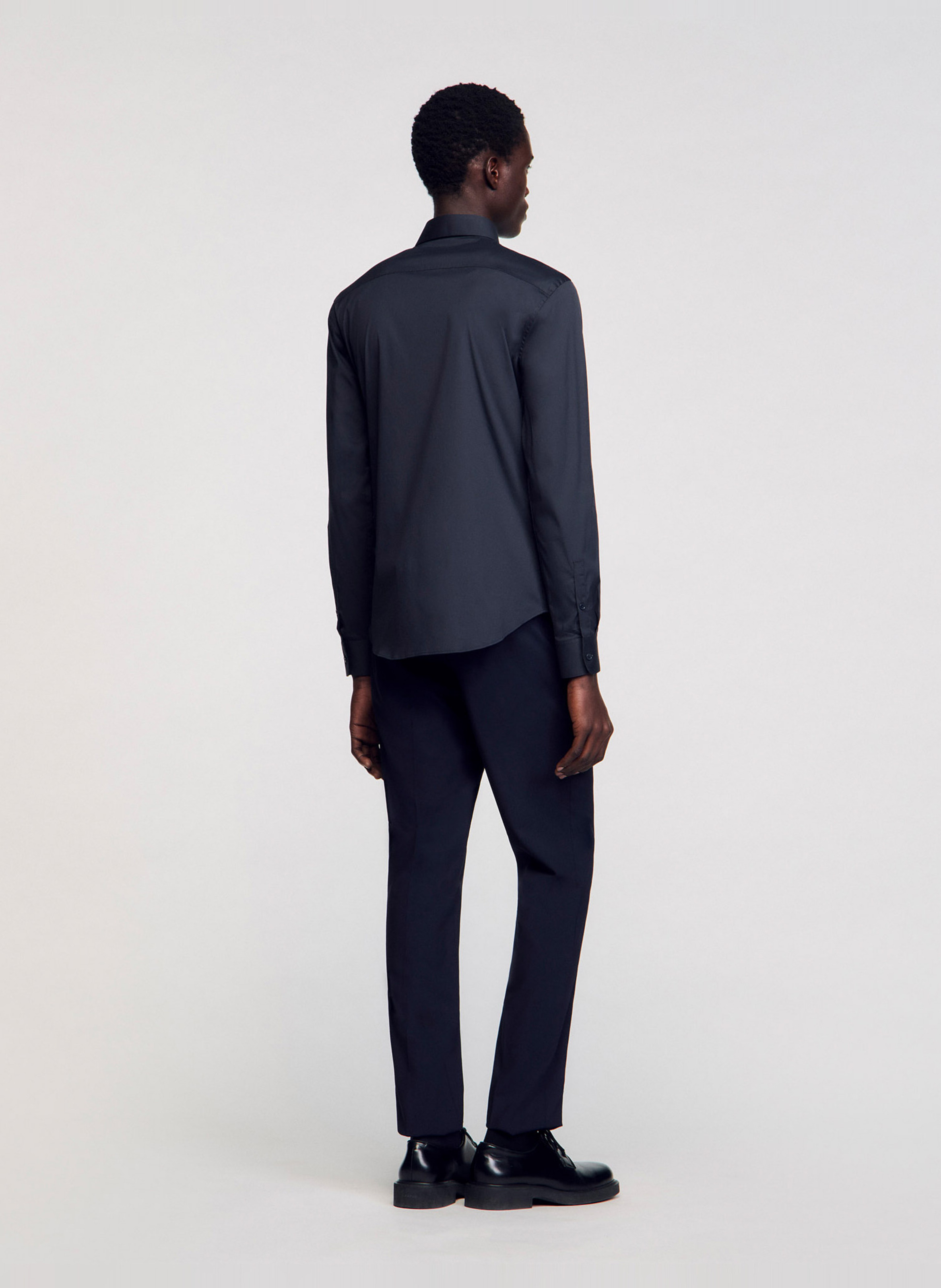 Slim-fit overhemd van stretchkatoen SANDRO Blauw