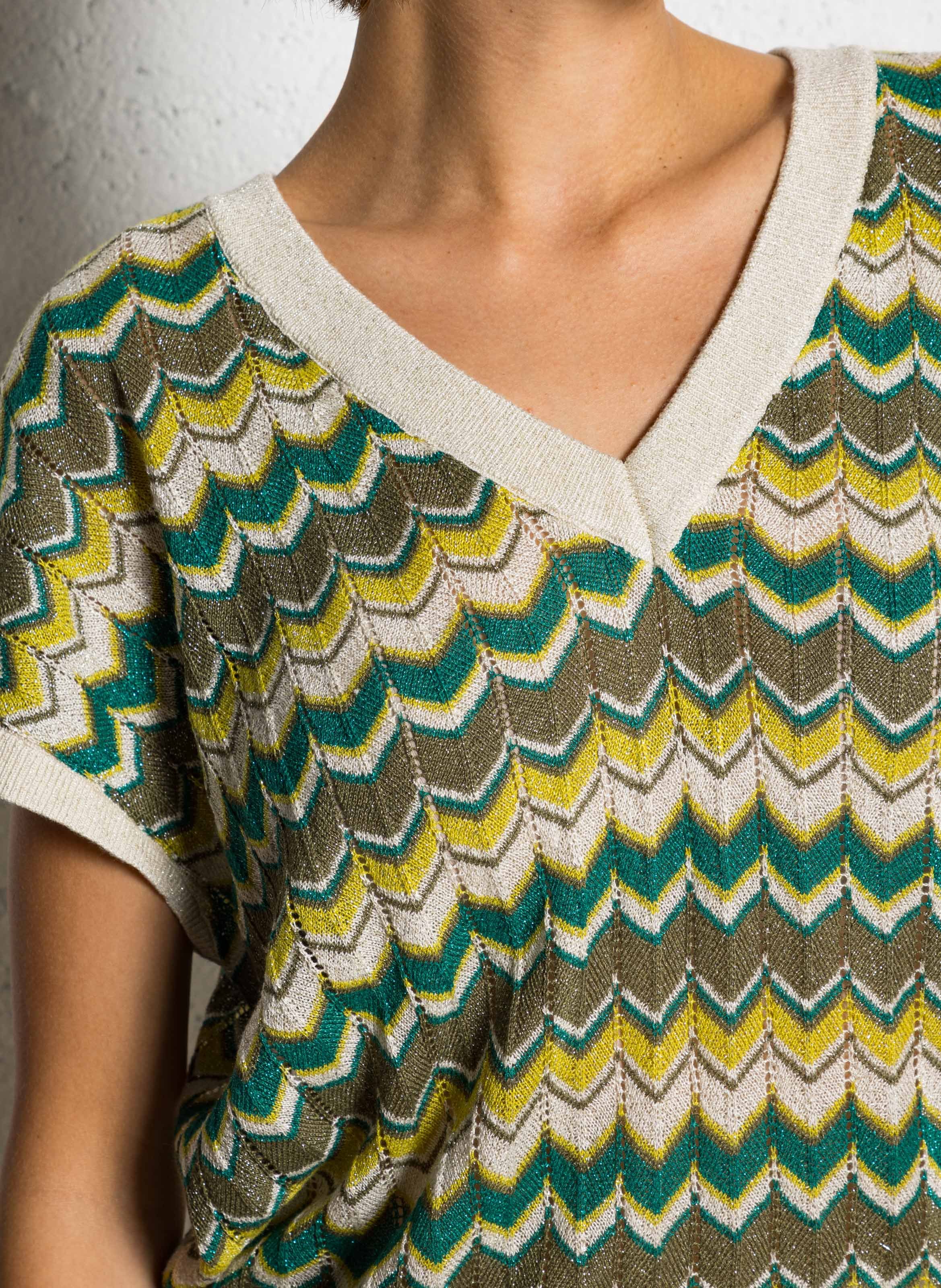 Short-sleeve top with patterns VILA Green