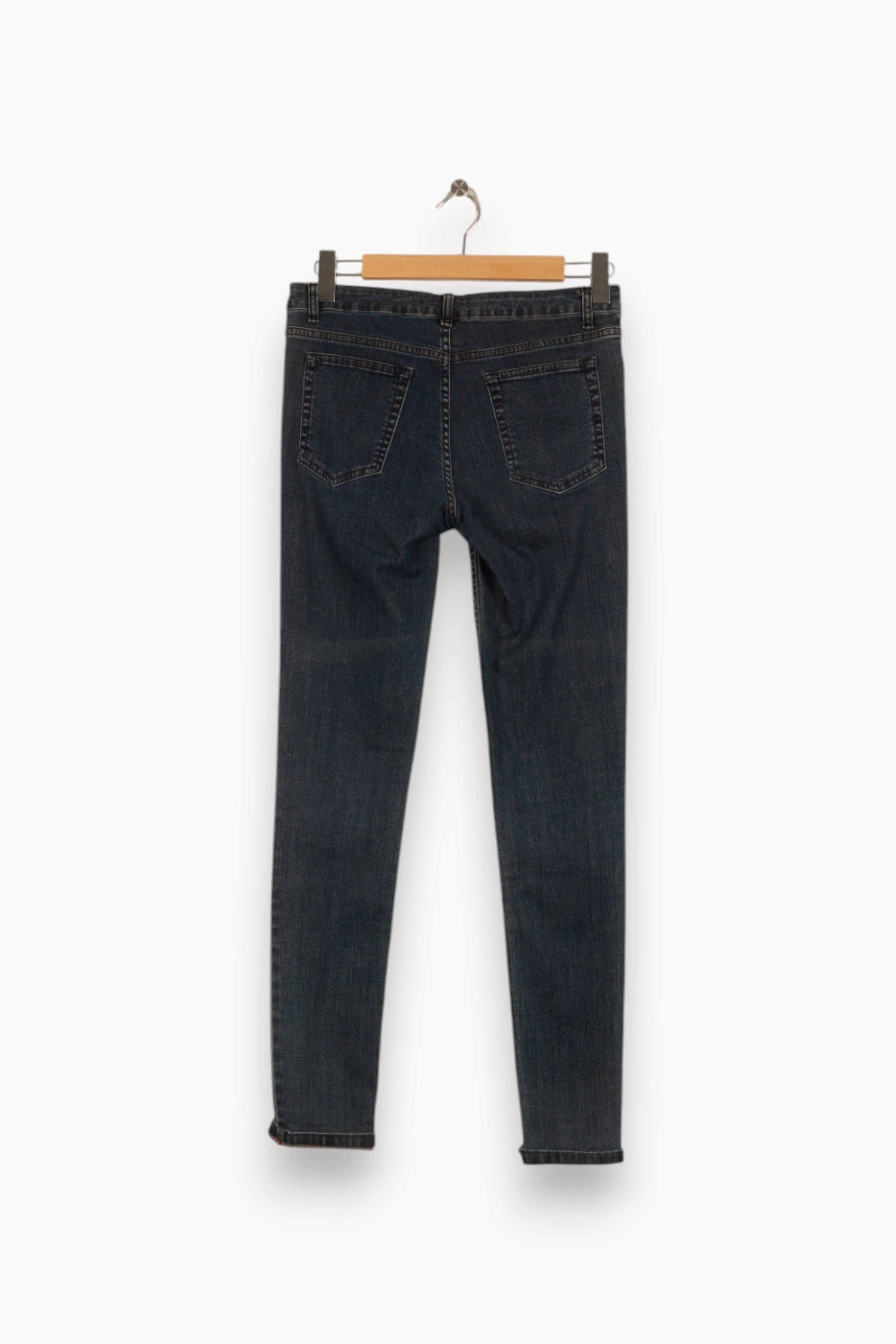Cropped slim jeans with studs BALZAC PARIS - Seconde Main Blue