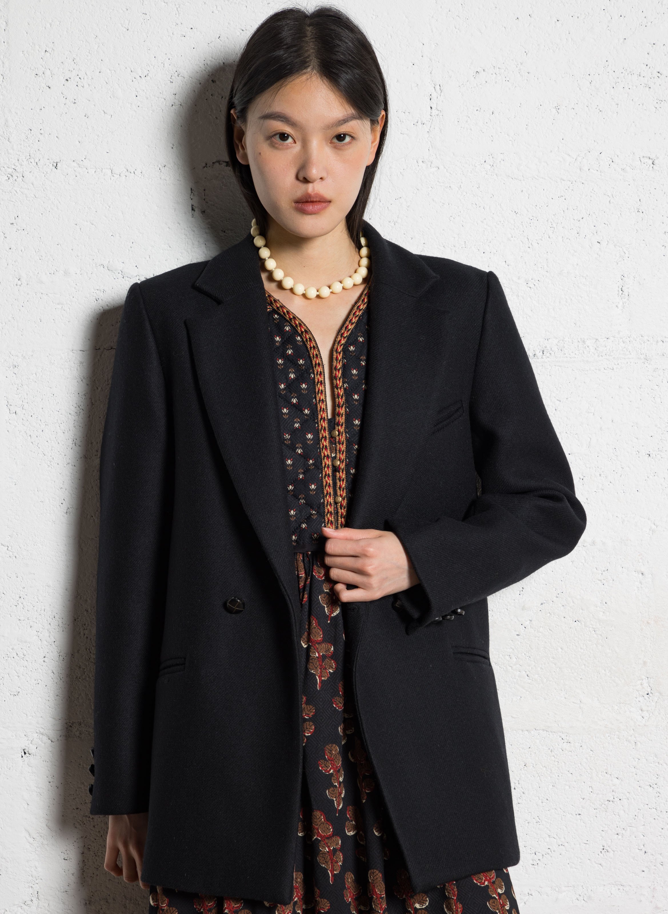 Long floral print viscose dress MAISON HOTEL Black