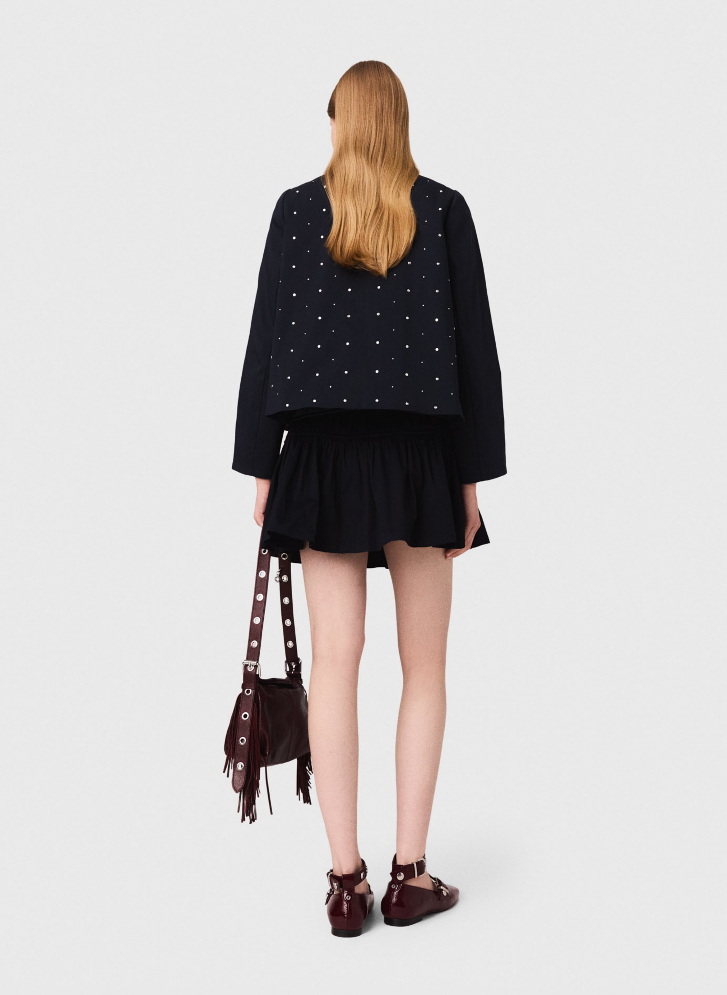 Veste col classique en coton mélangé MAJE Bleu