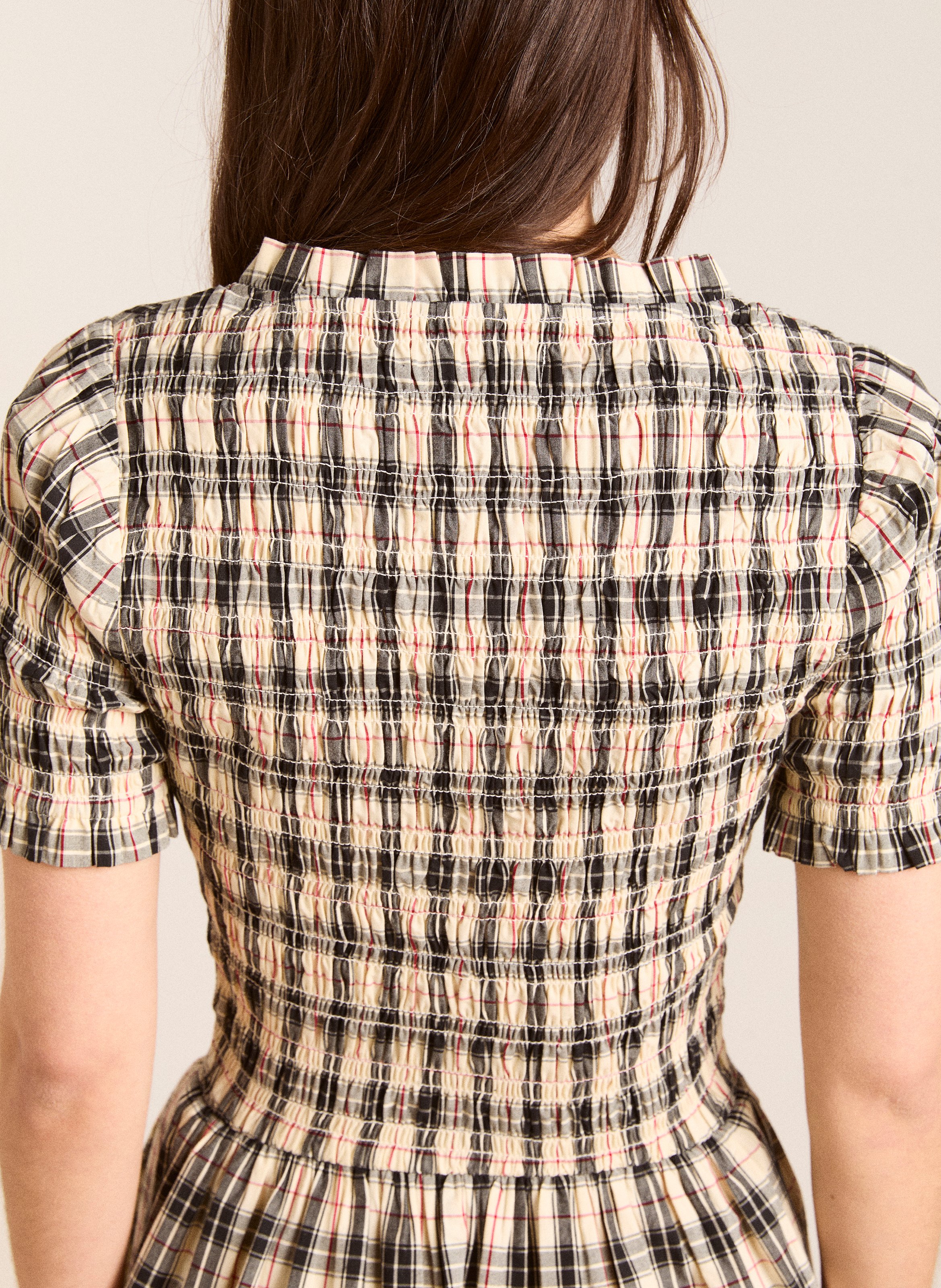 Fitted short dress with square neckline in organic cotton DAMSON MADDER Yellow