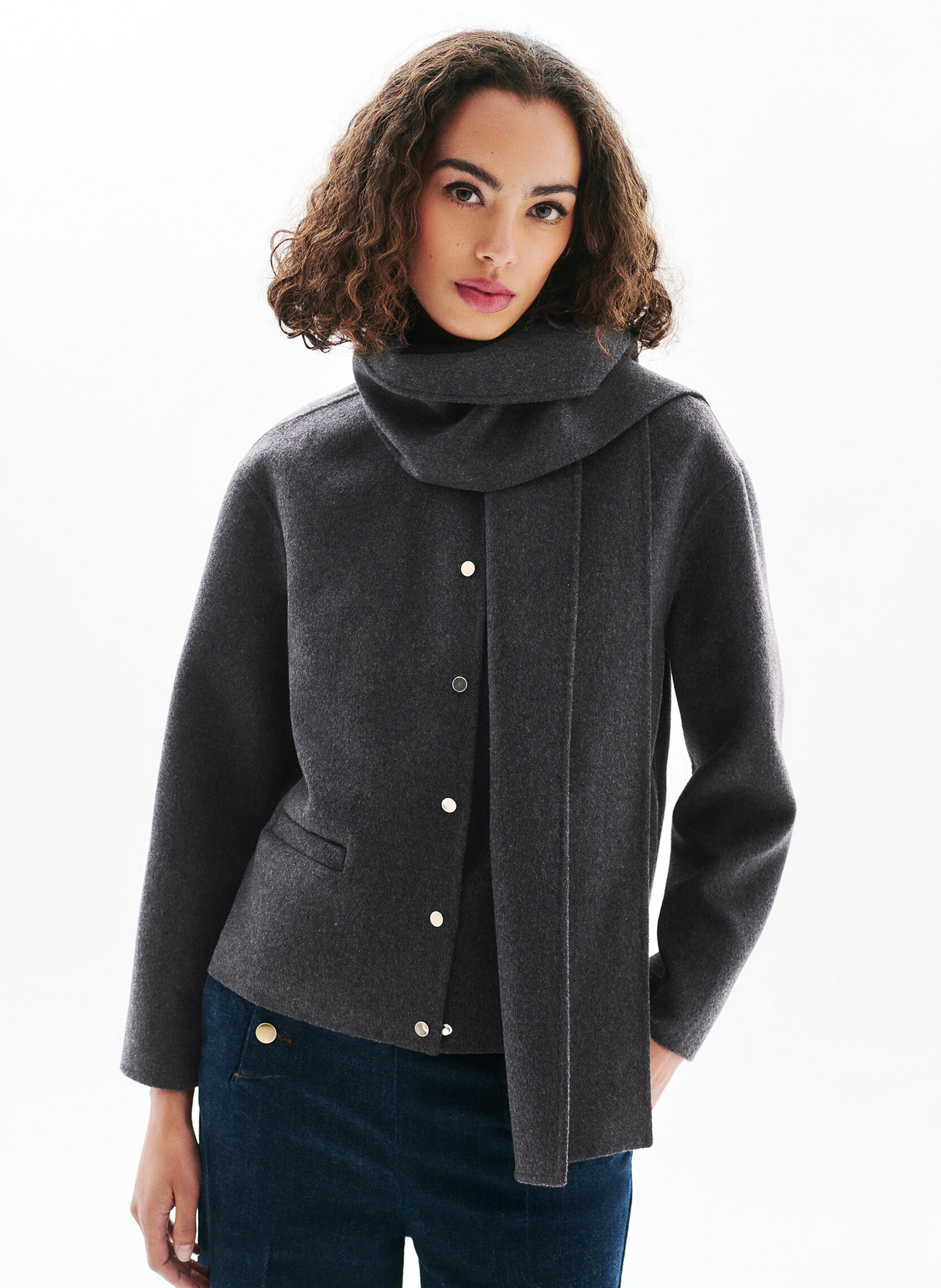 Straight jacket in recycled blended wool CAROLL Grey