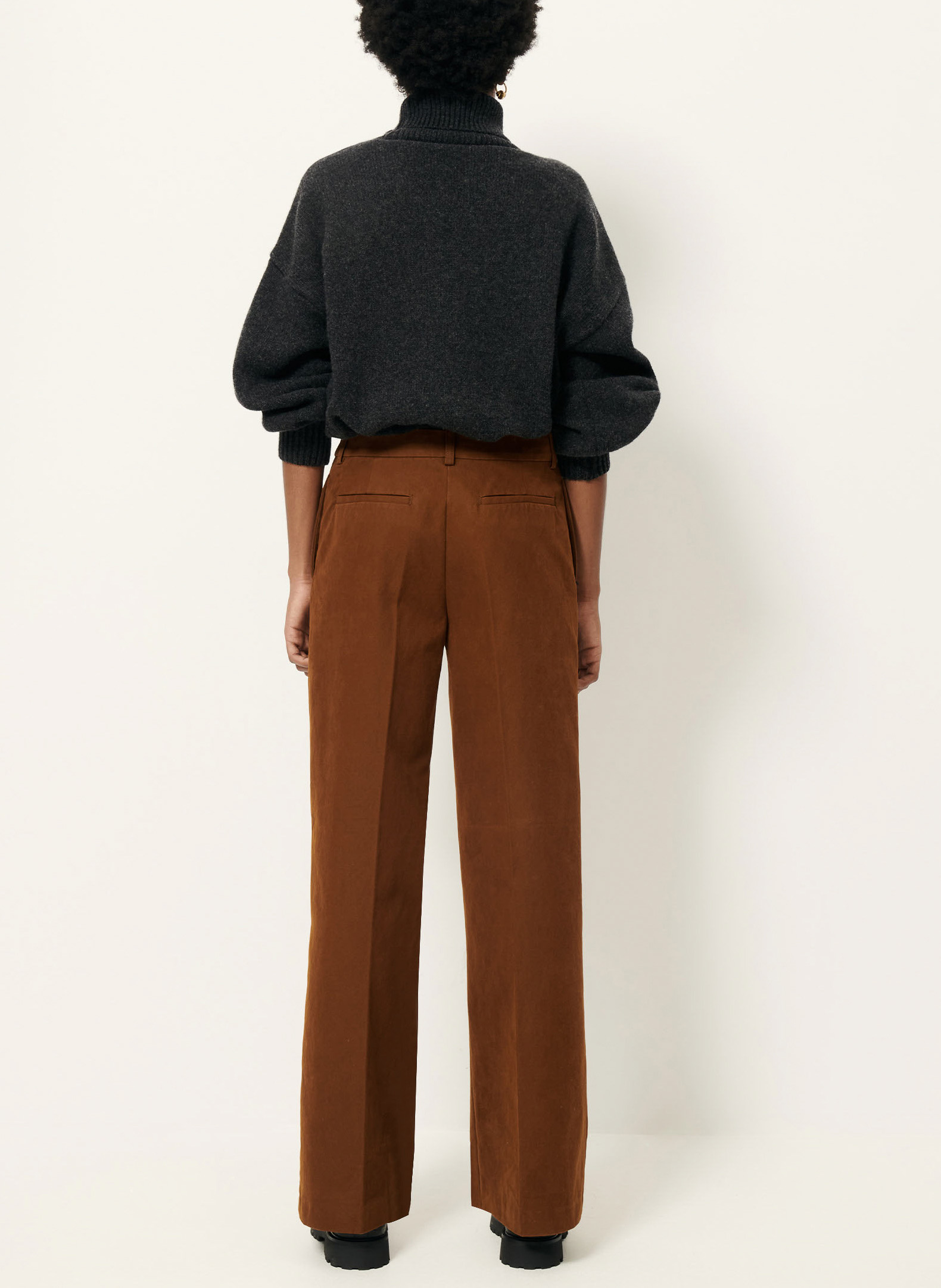 Pantalon droit en coton mélangé SESSUN Marron