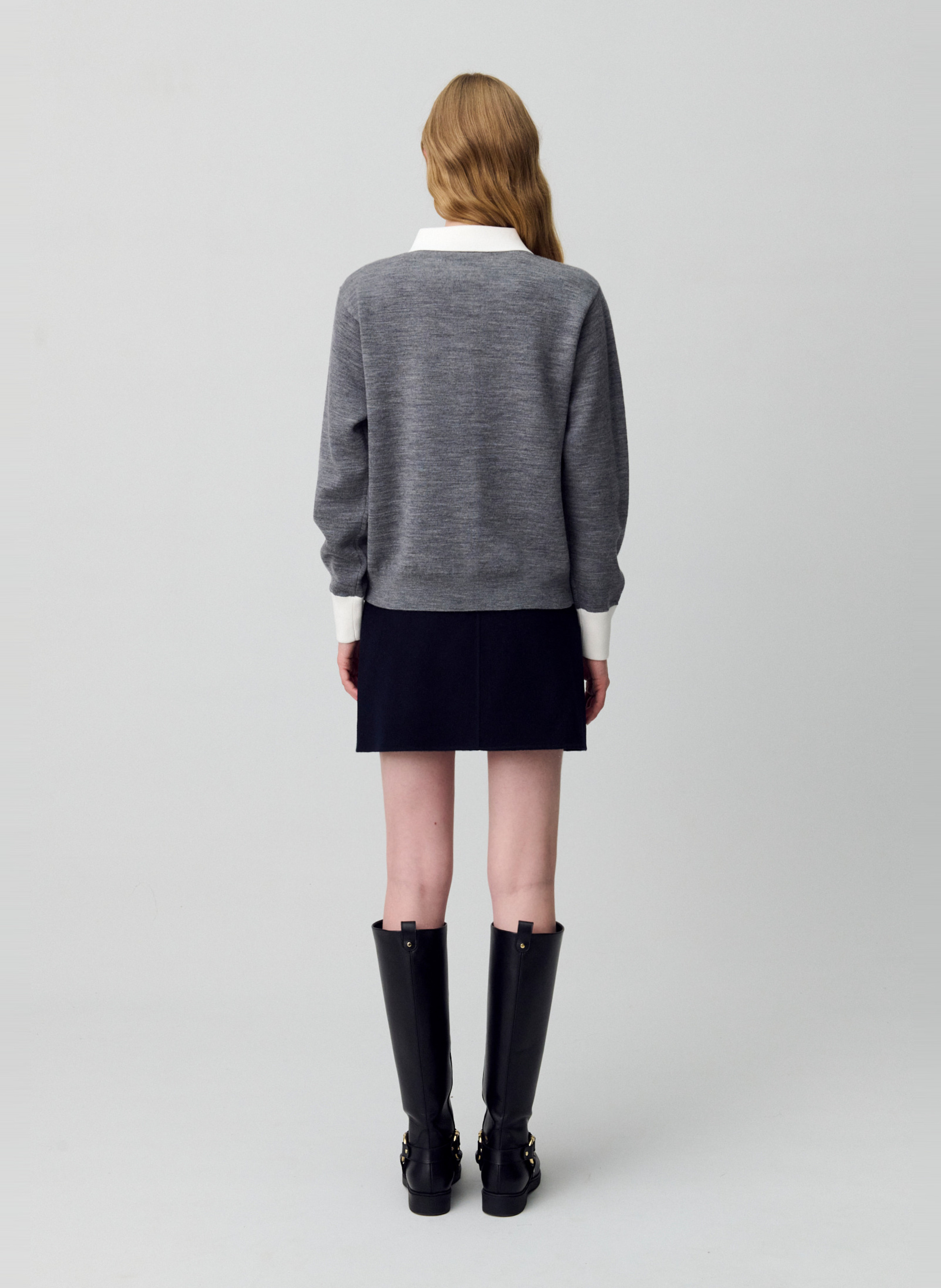 Pull col polo  CLAUDIE PIERLOT Gris