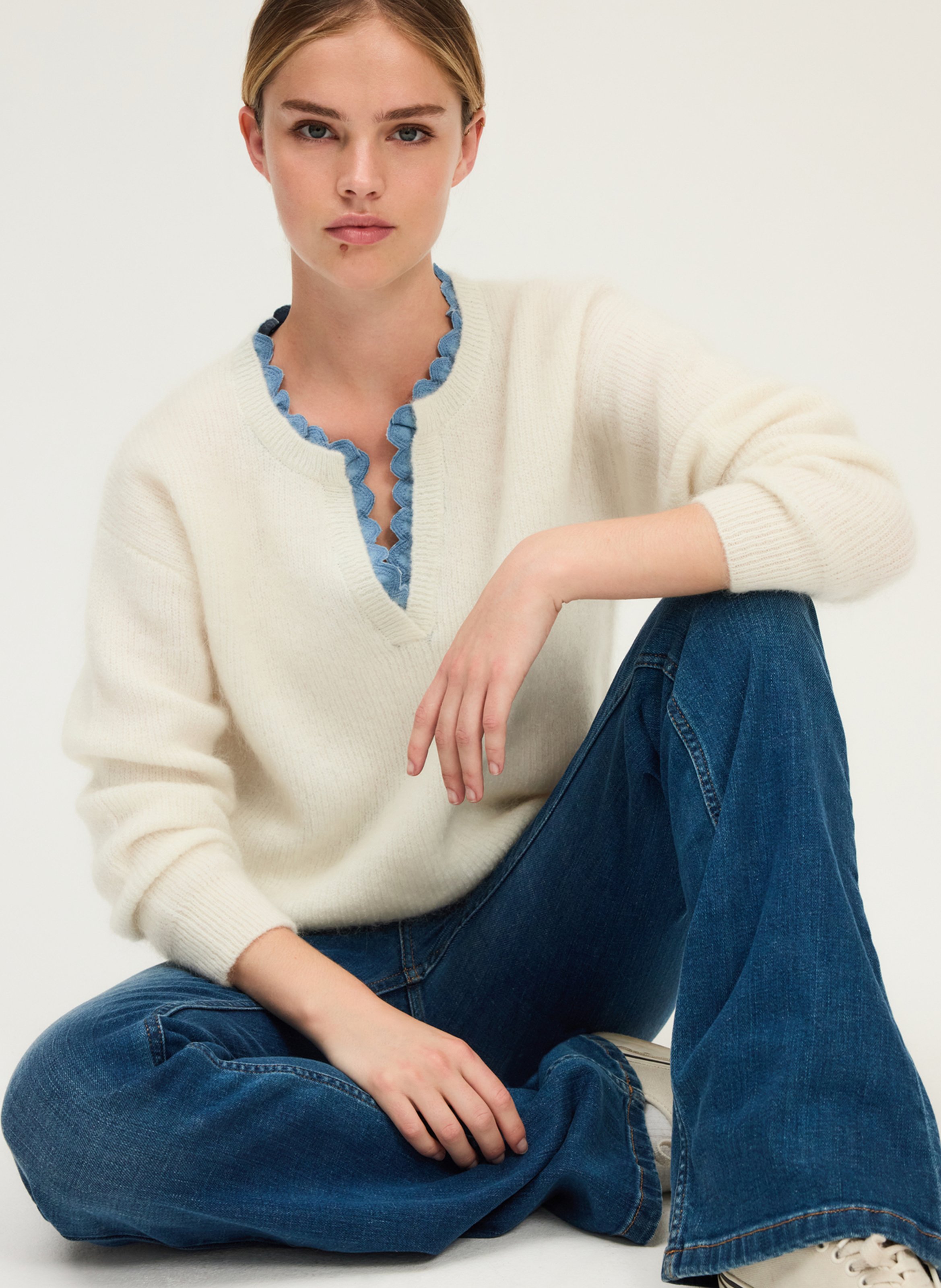 Grandad-collar sweater PABLO Beige