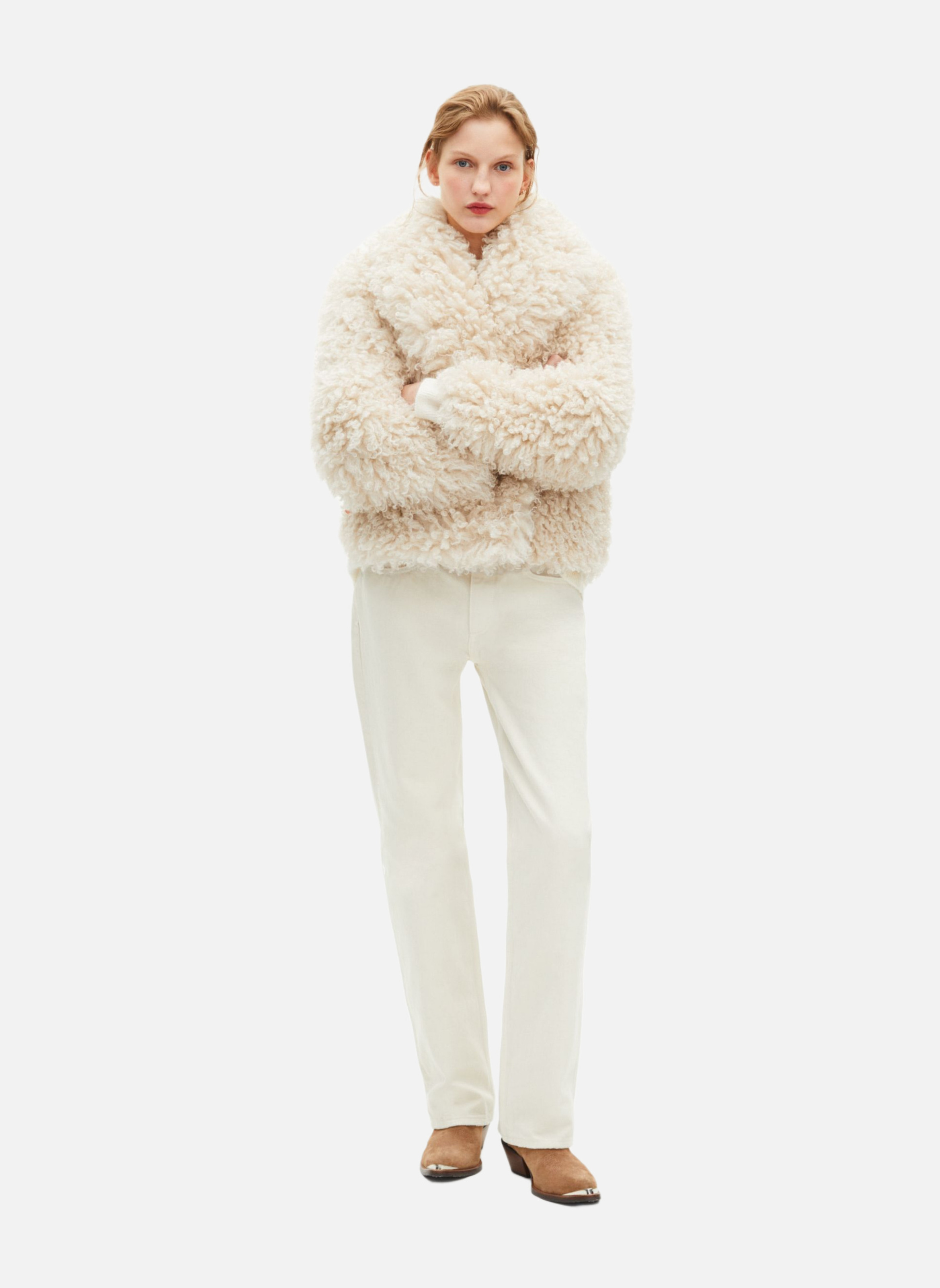 Fur-effect coat THE KOOPLES Beige