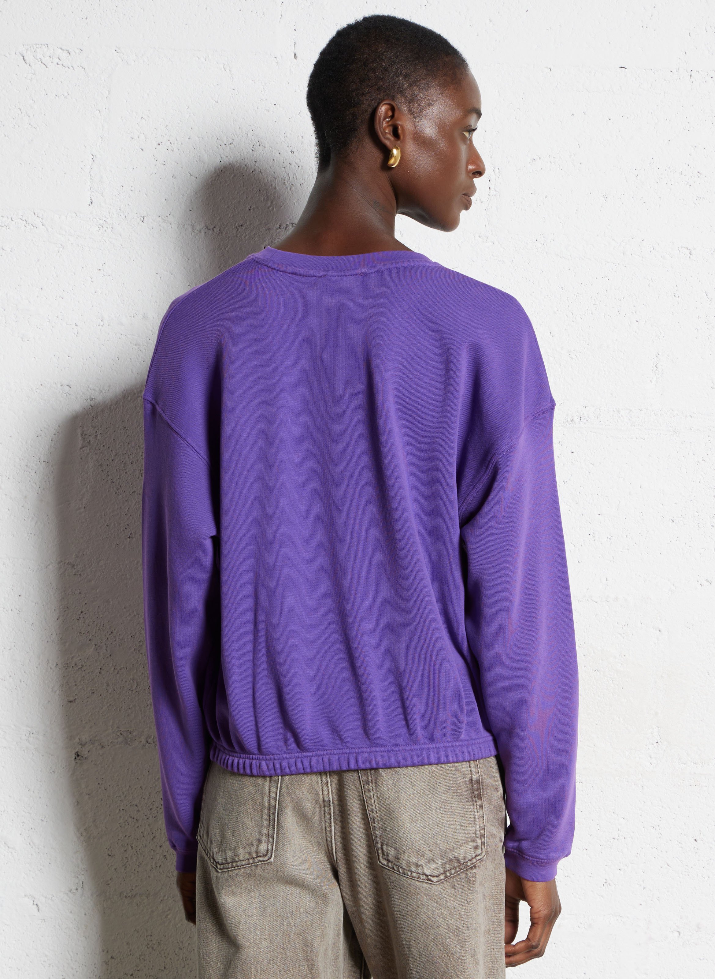 Sweat court col rond en coton mélangé  AMERICAN VINTAGE Violet