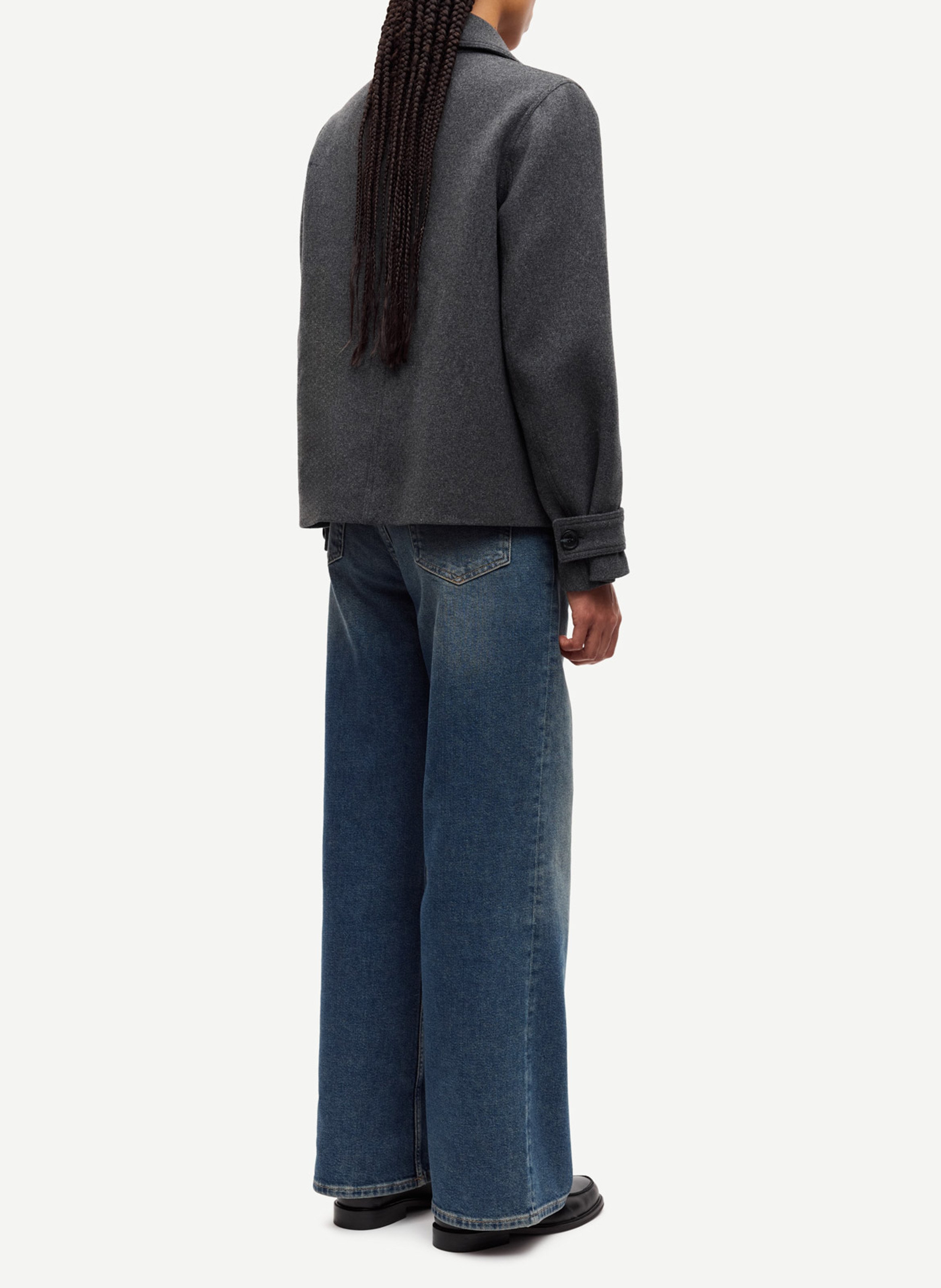 Manteau court en laine mélangée col tailleur SAMSOE SAMSOE Argent