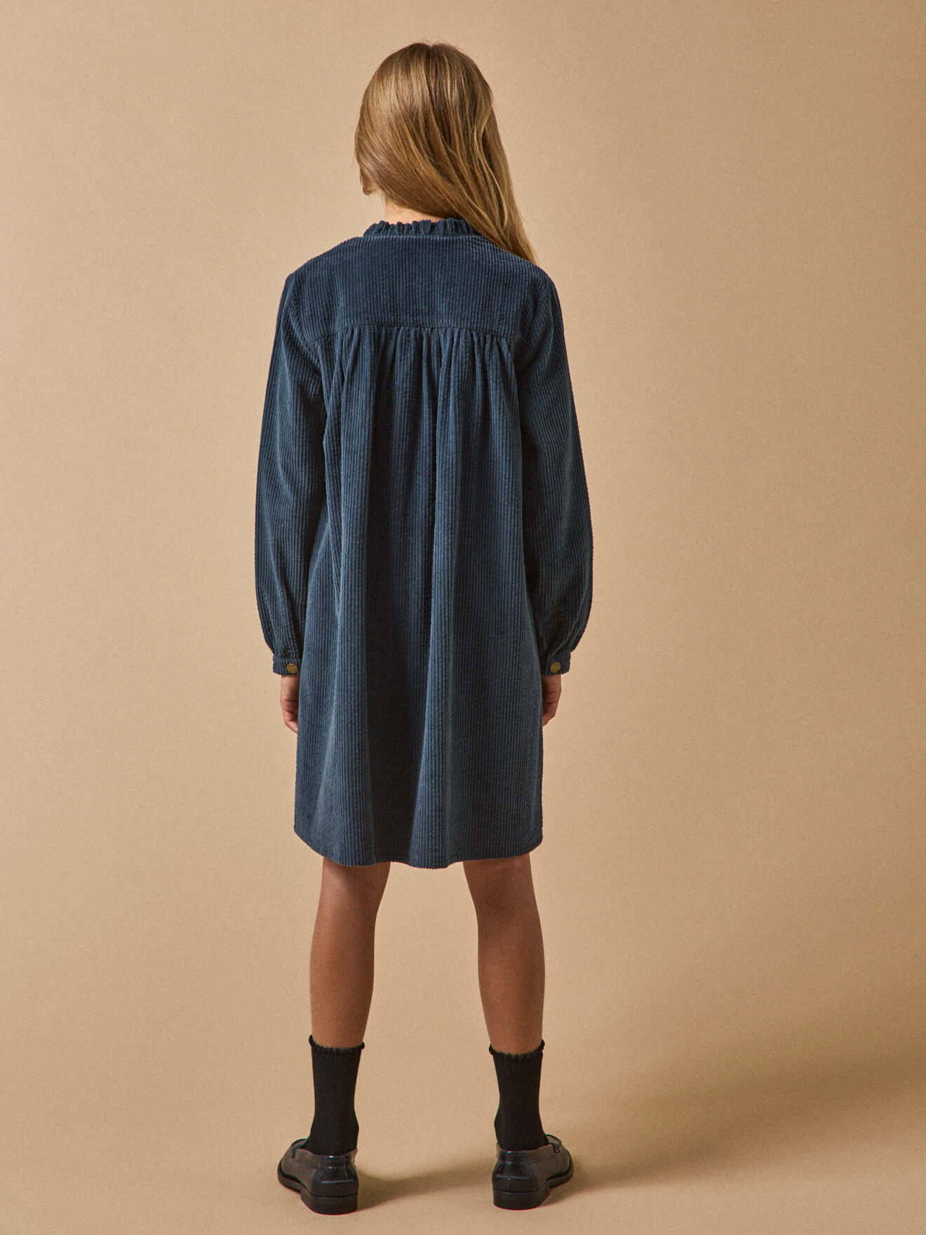 Embossed Velvet Shirt Dress CYRILLUS Blue
