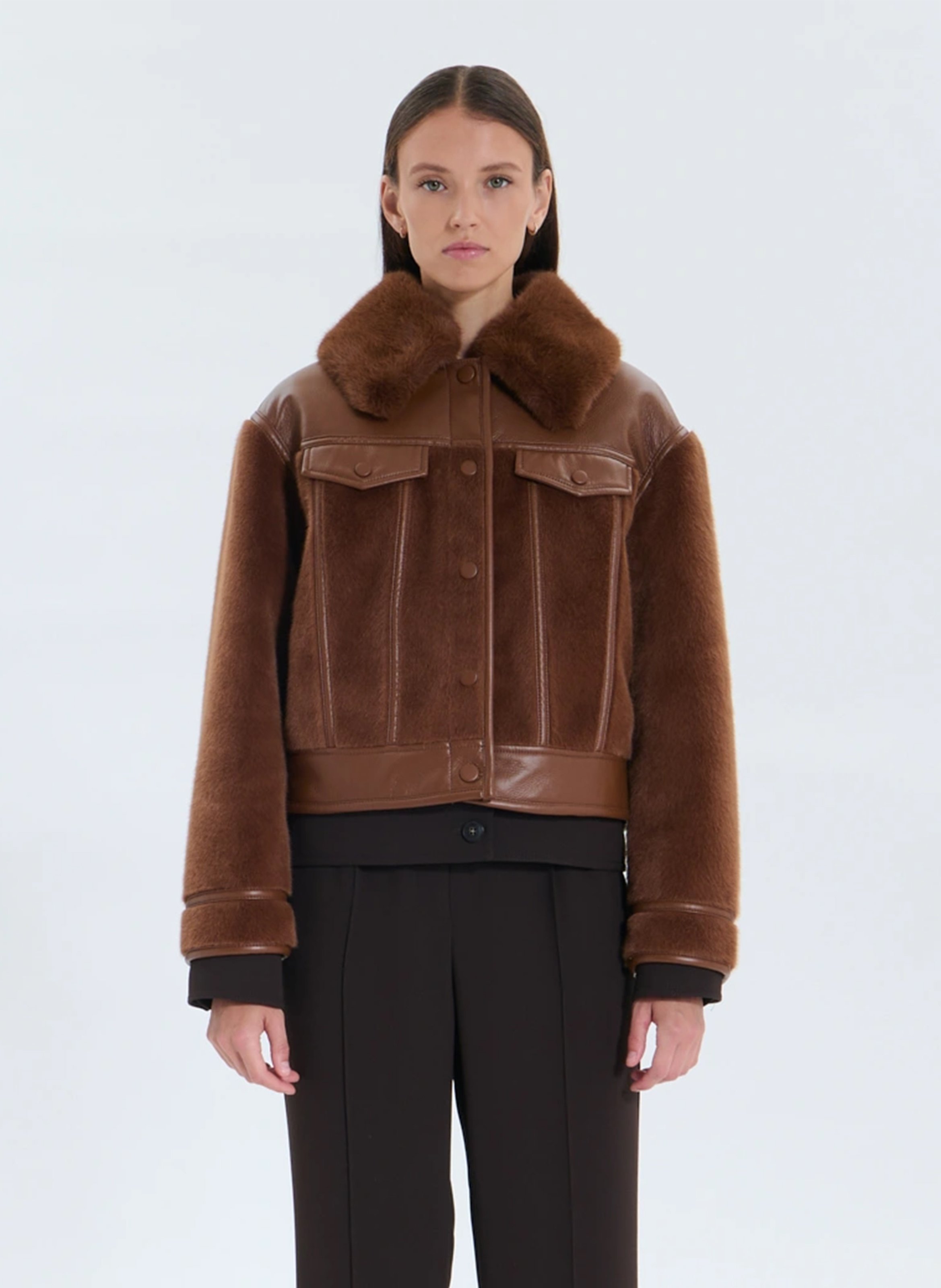 Short faux fur jacket ZAPA Brown