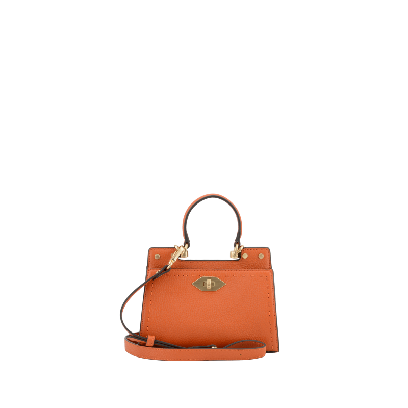 Handbag - cowhide leather POURCHET Orange