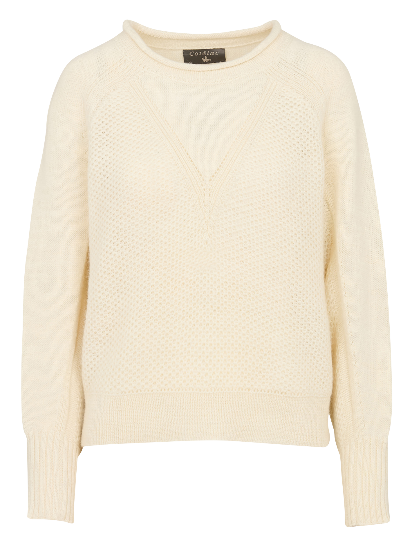 Oversized trui met ronde hals, wolblend COTELAC Wit