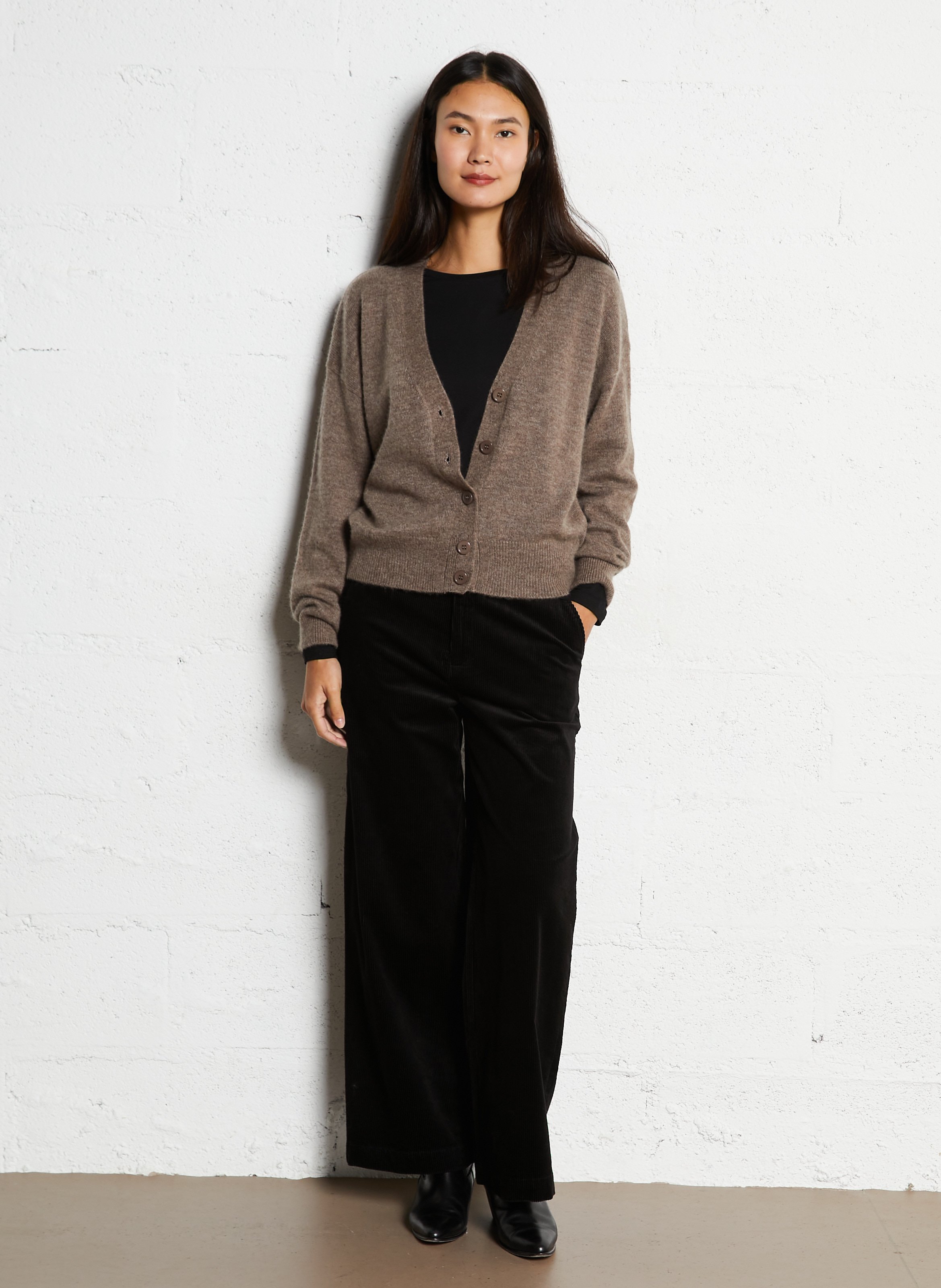 Pantalon large en coton mélangé NICE THINGS Noir