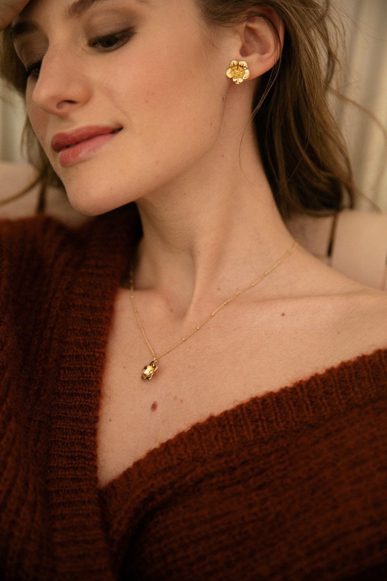 Flower stud earrings in gold-plated fine gold MONSIEUR SIMONE Silver