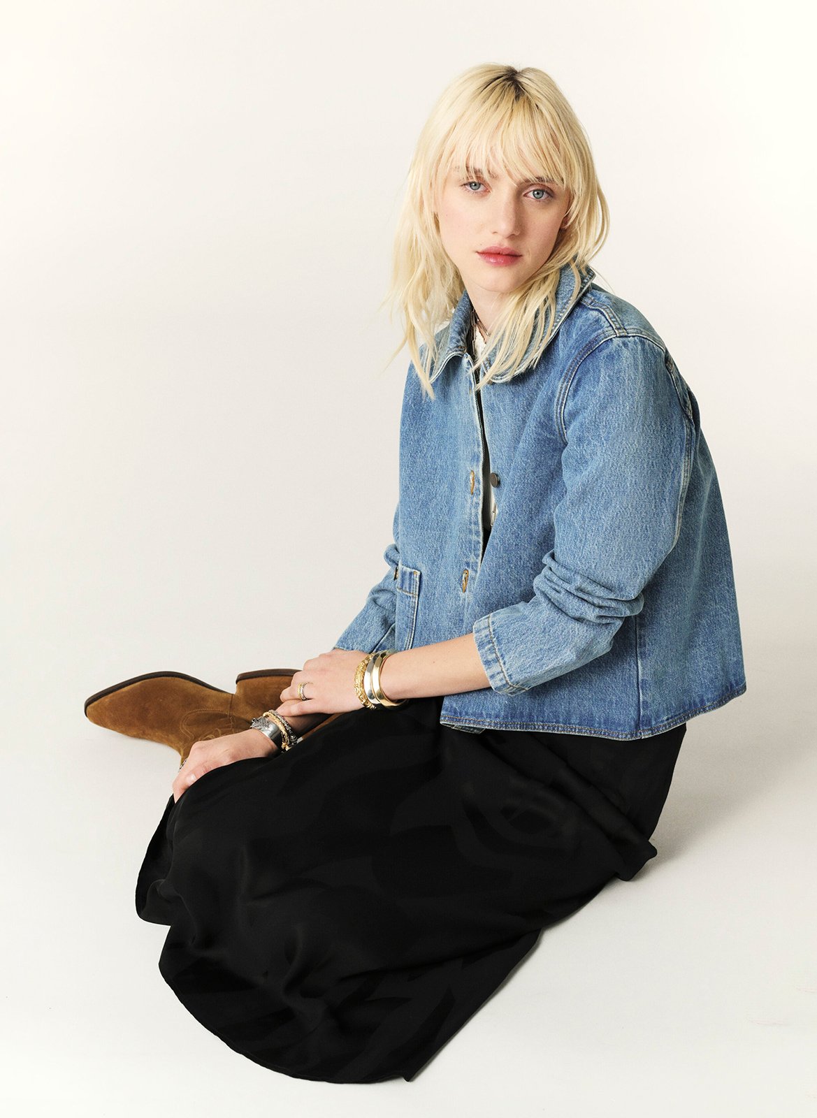 Veste courte en denim délavé BA&SH Bleu