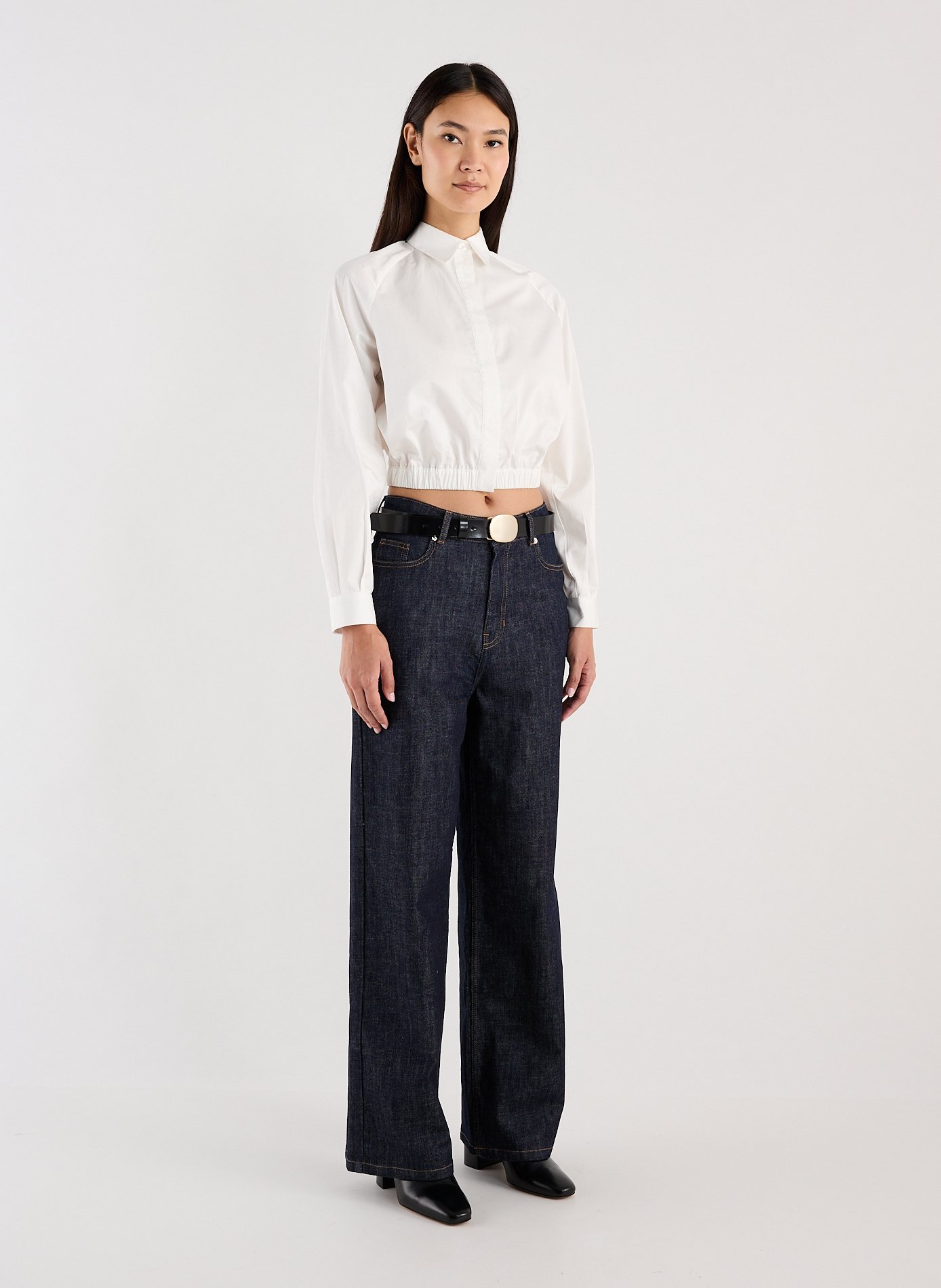 Cropped cotton shirt SAISON 1865 White