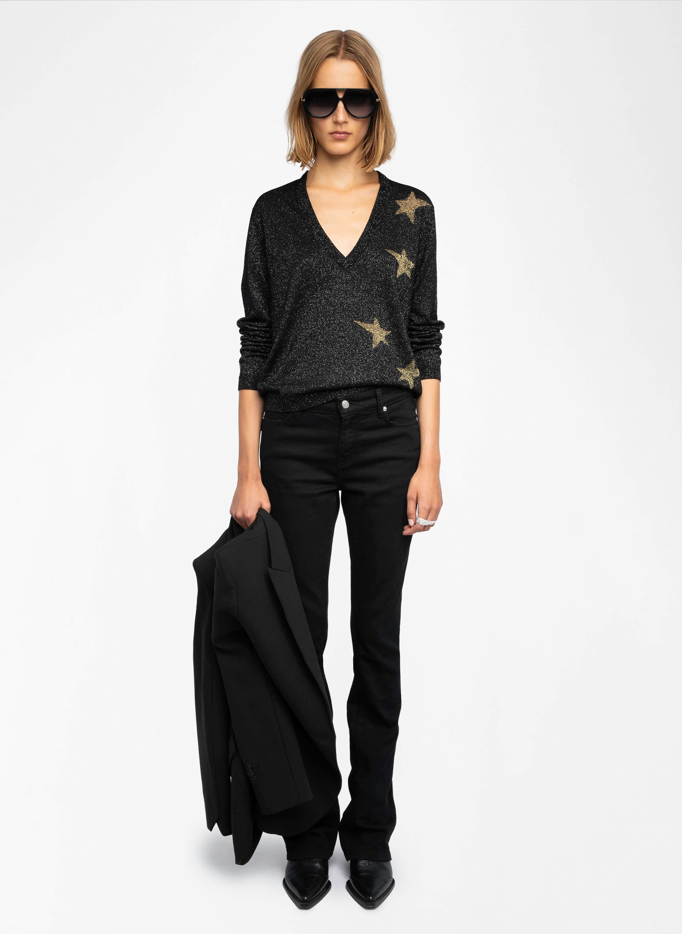 Pull col V en laine mélangée ZADIG&VOLTAIRE Noir