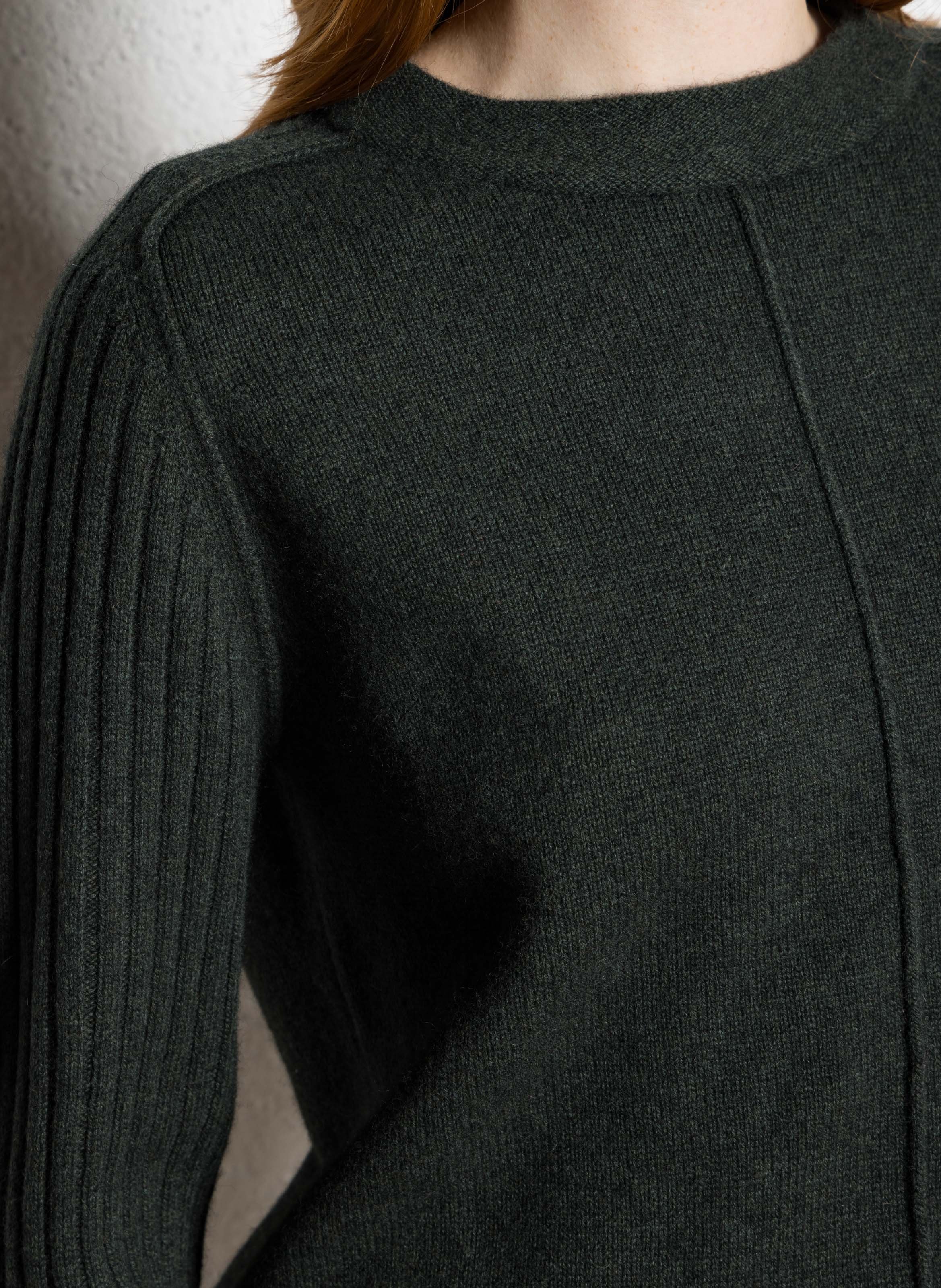 Pull droit col rond uni en laine MAISON 123 Vert