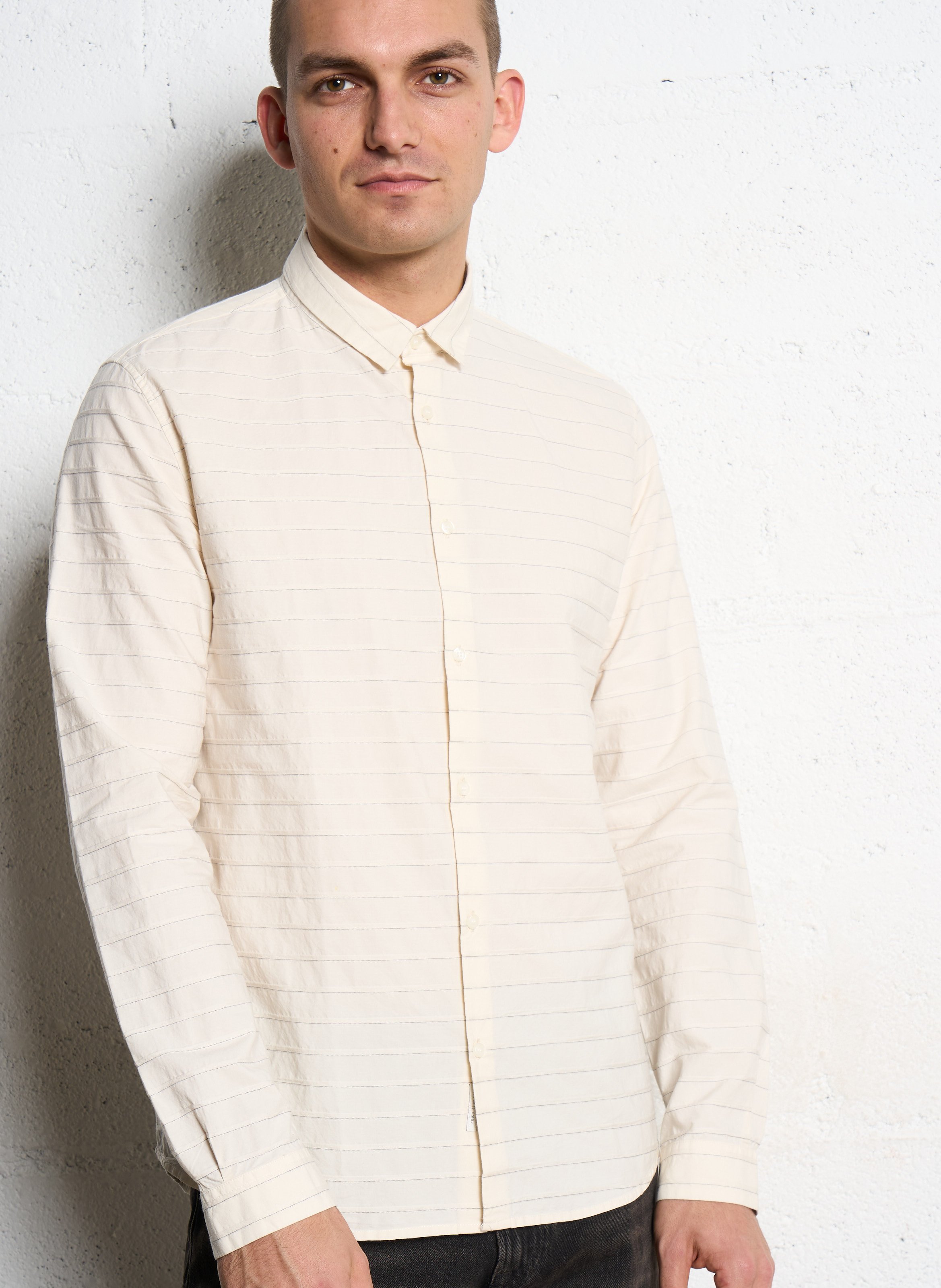 Straight shirt with pinstripes IKKS White