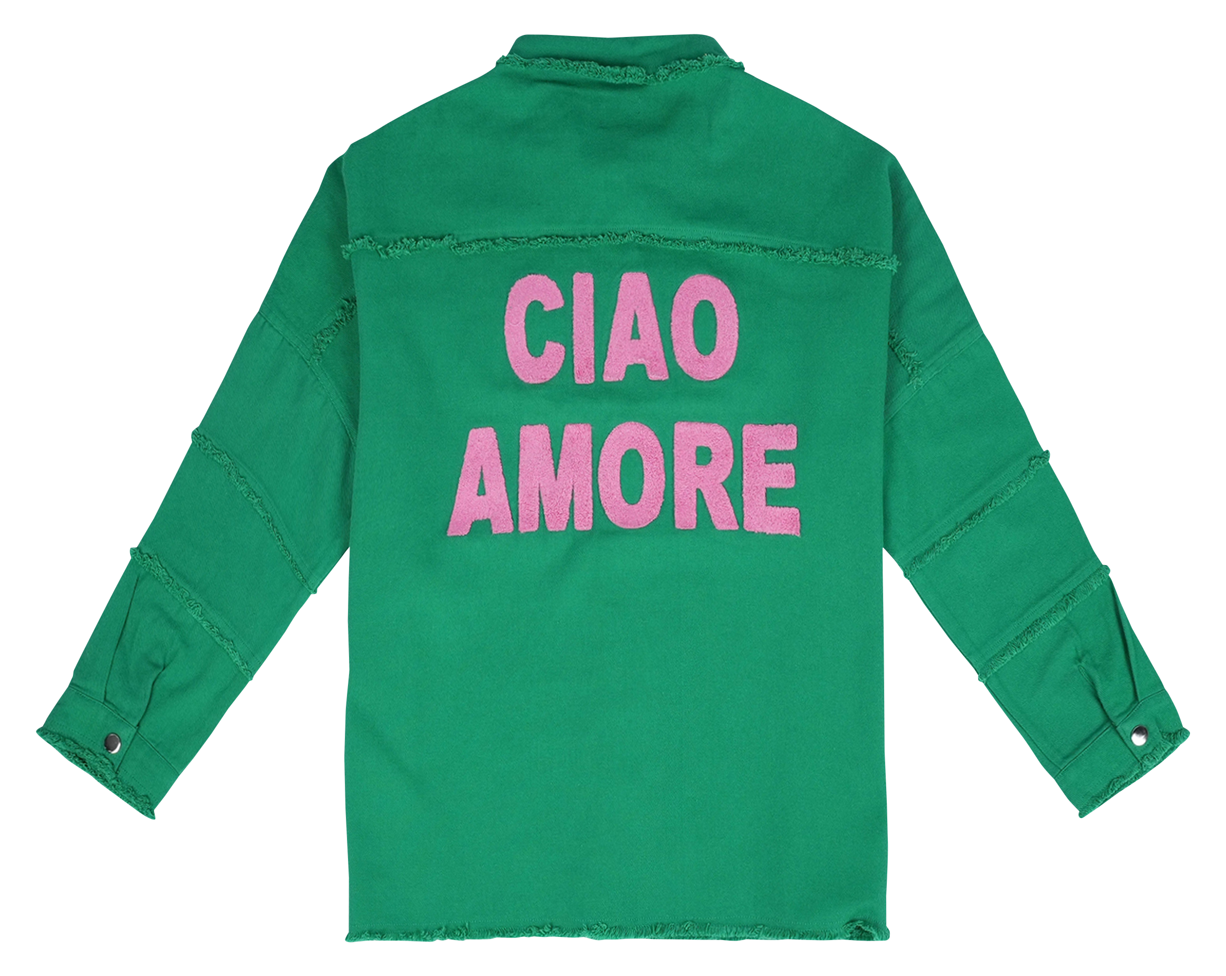 Straight cotton jacket with classic collar WILD Green