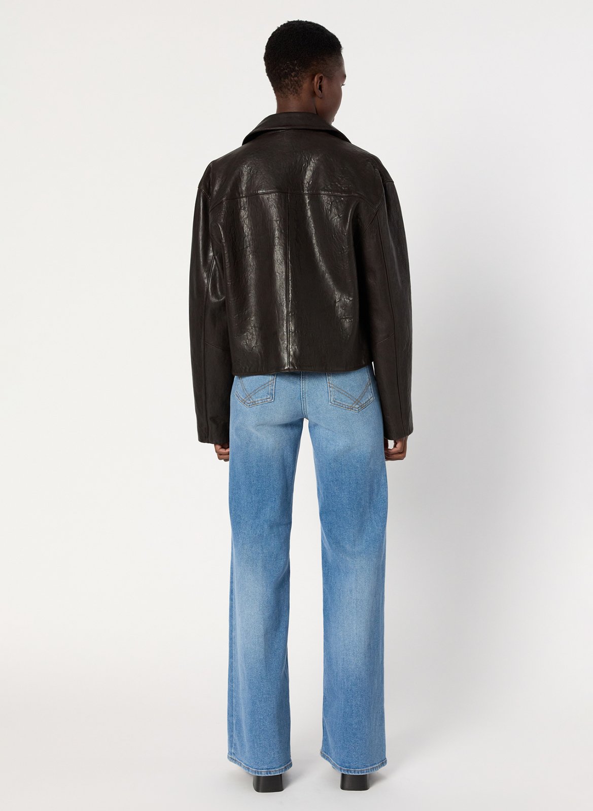 Leather jacket with tailored collar GERARD DAREL Brown