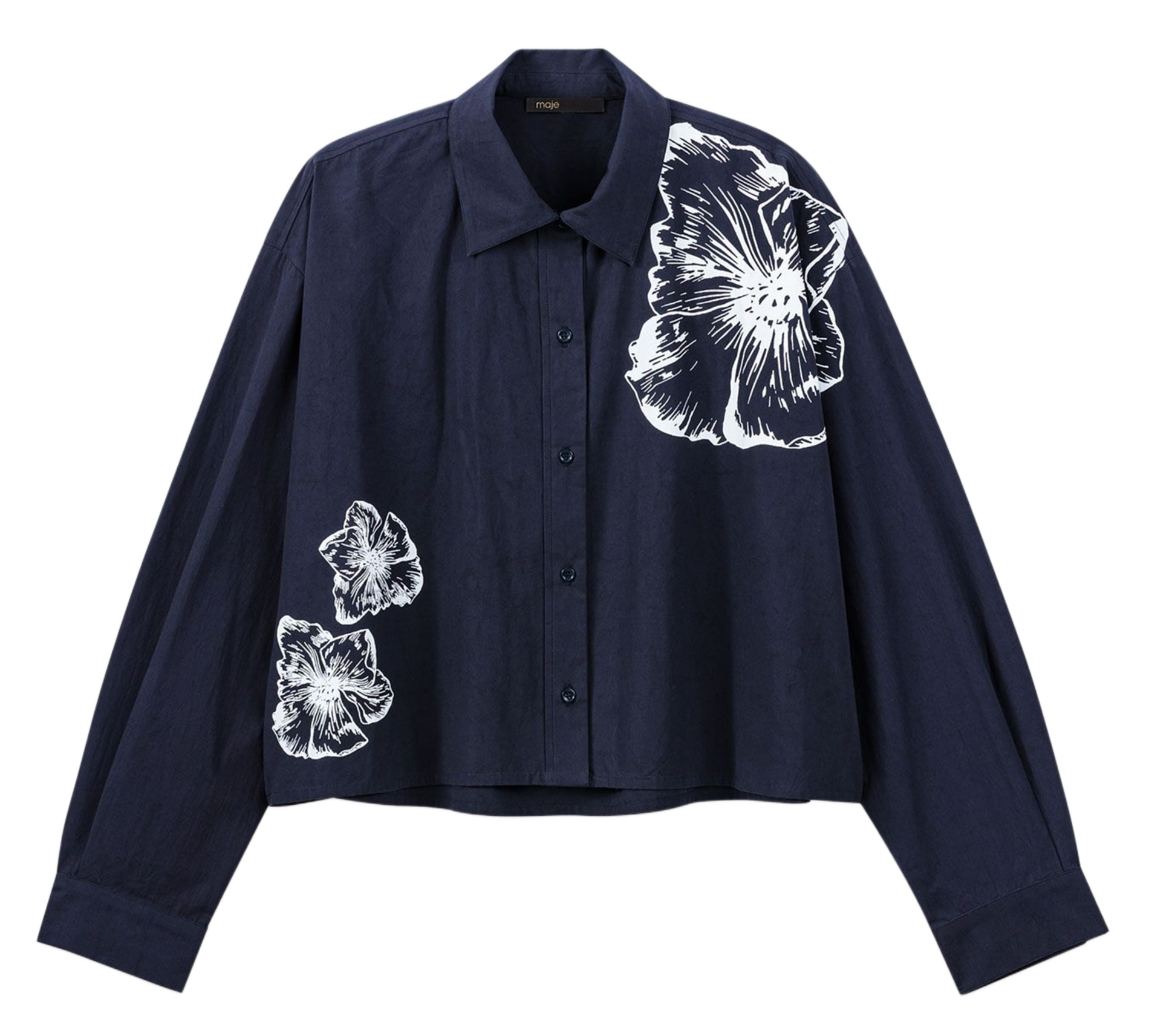 Chemise à imprimé floral en coton MAJE Bleu