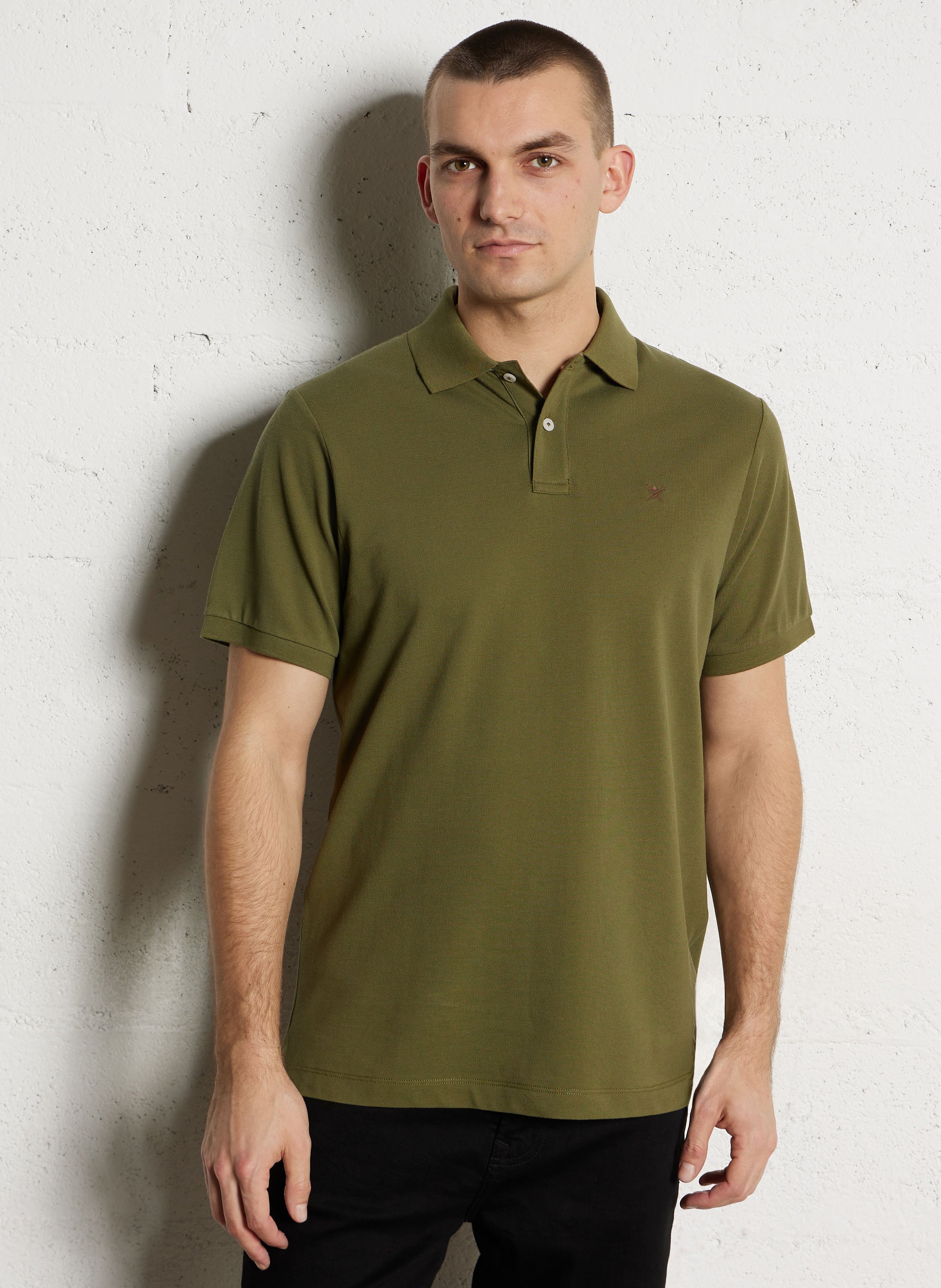 Polo droit manches courtes uni à logo HACKETT