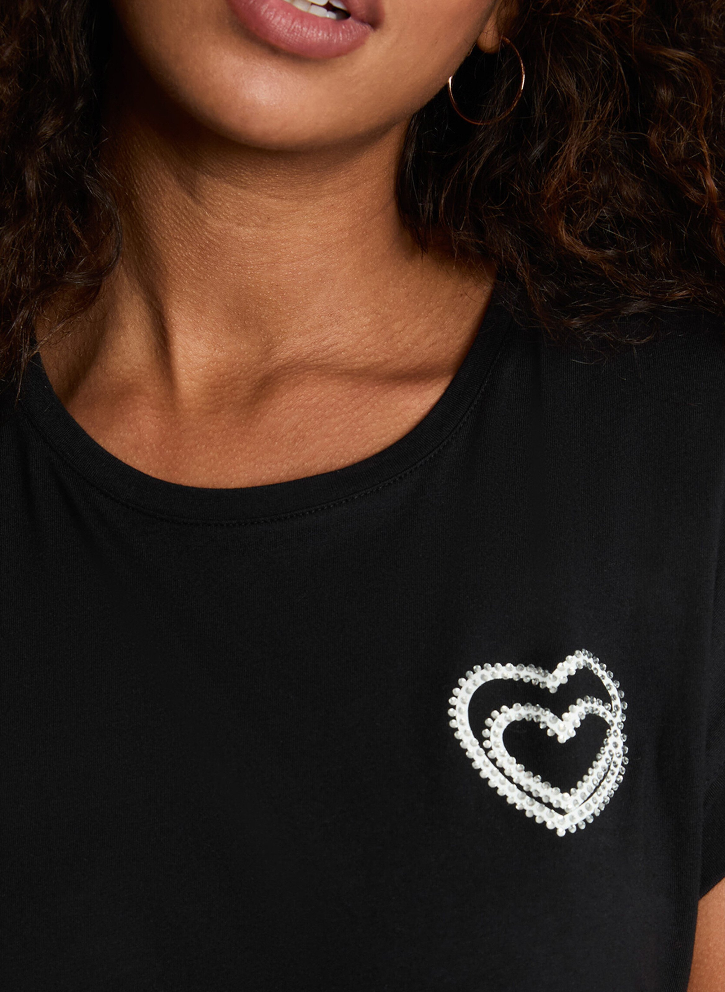 Tee-shirt droit manches courtes en coton MORGAN Noir