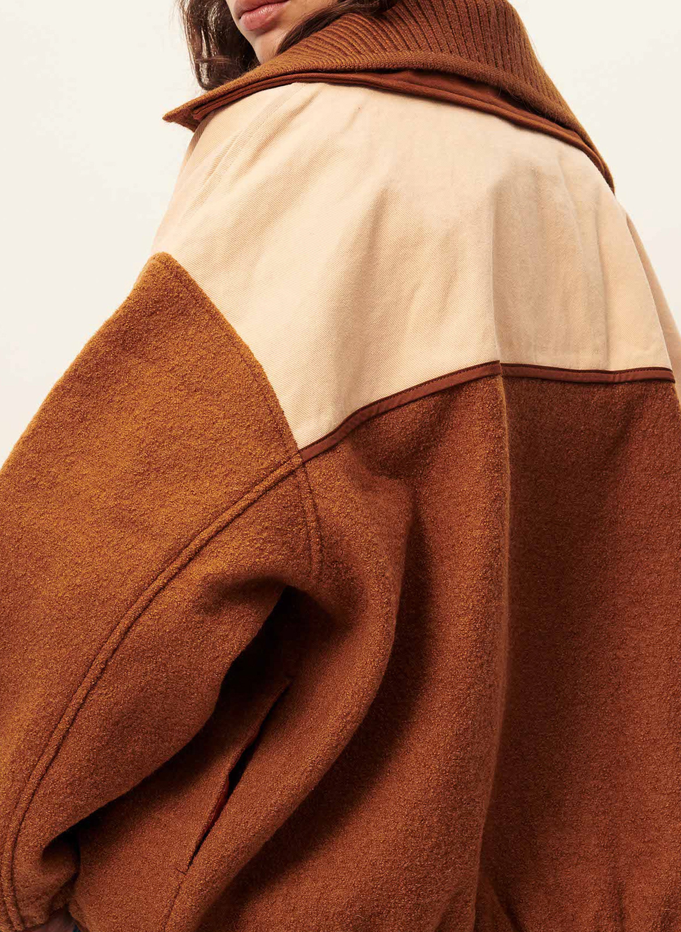 Blouson col classique amovible en laine SESSUN Marron