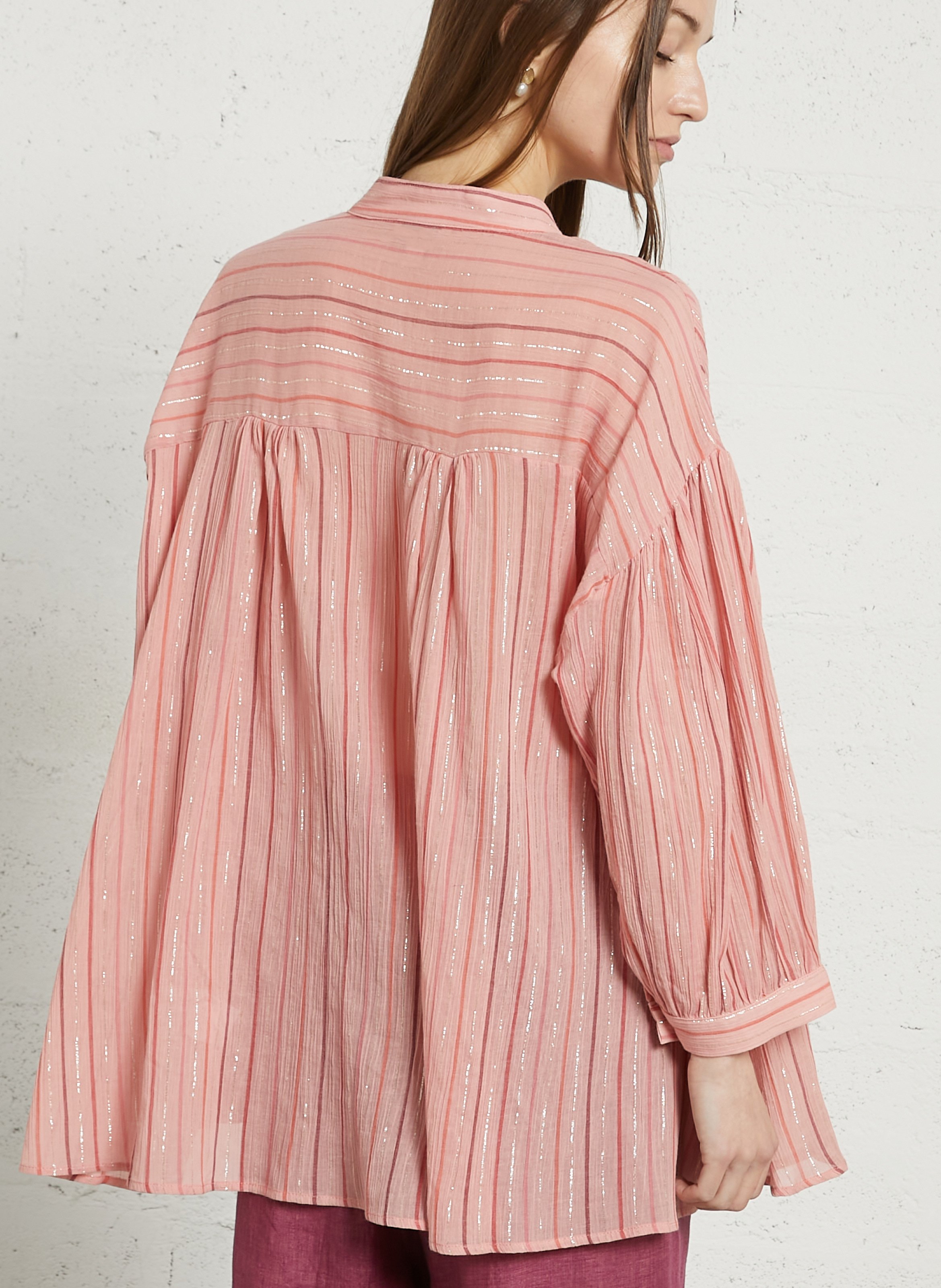 Tunique oversize manches 3/4 rayée SEE U SOON Rose