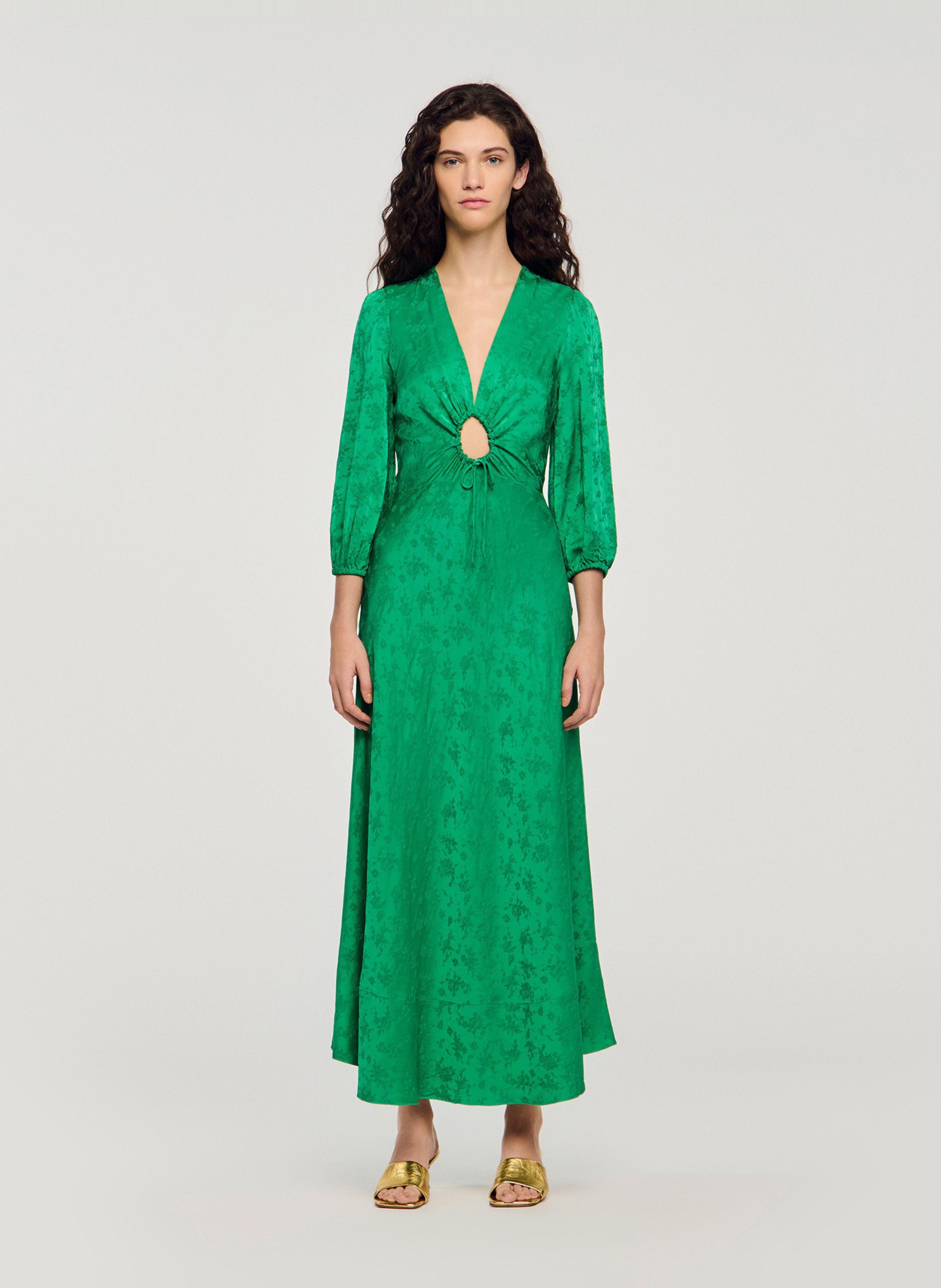 Robe longue décolleté  SANDRO Vert