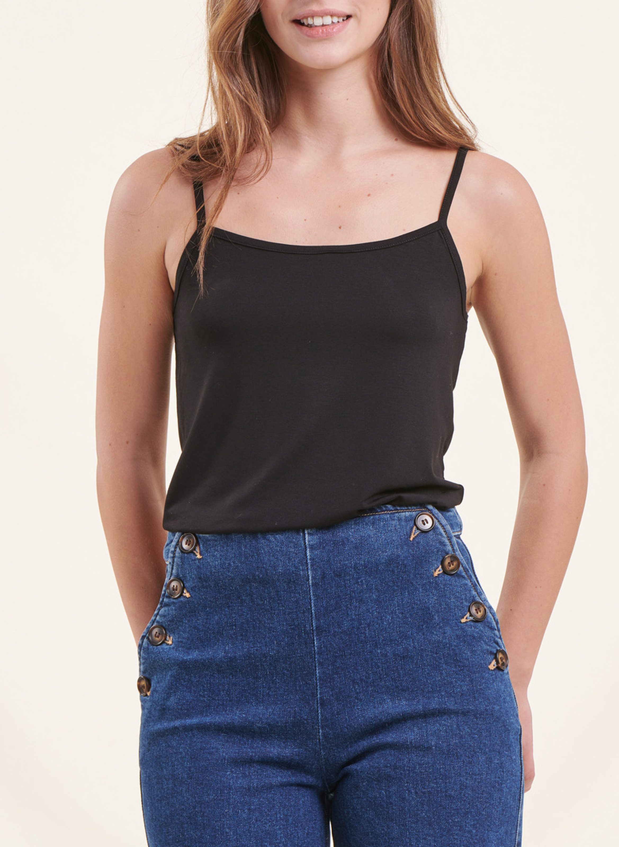 Tanktop mit schmalen Trägern LA FEE MARABOUTEE Schwarz